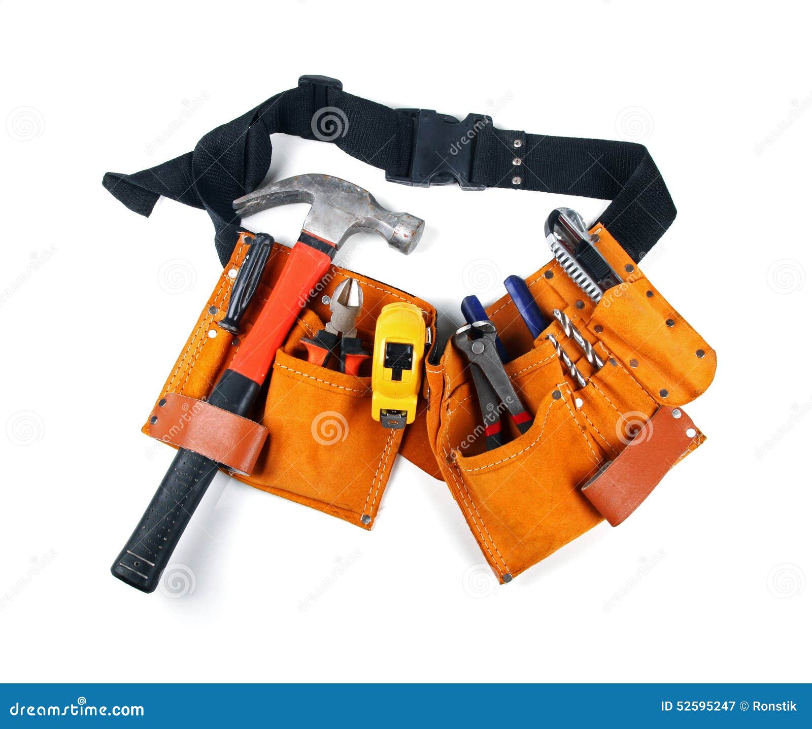 Toolbelt Mit Verschiedenen Werkzeugen Auf Weiß Stockbild Bild von