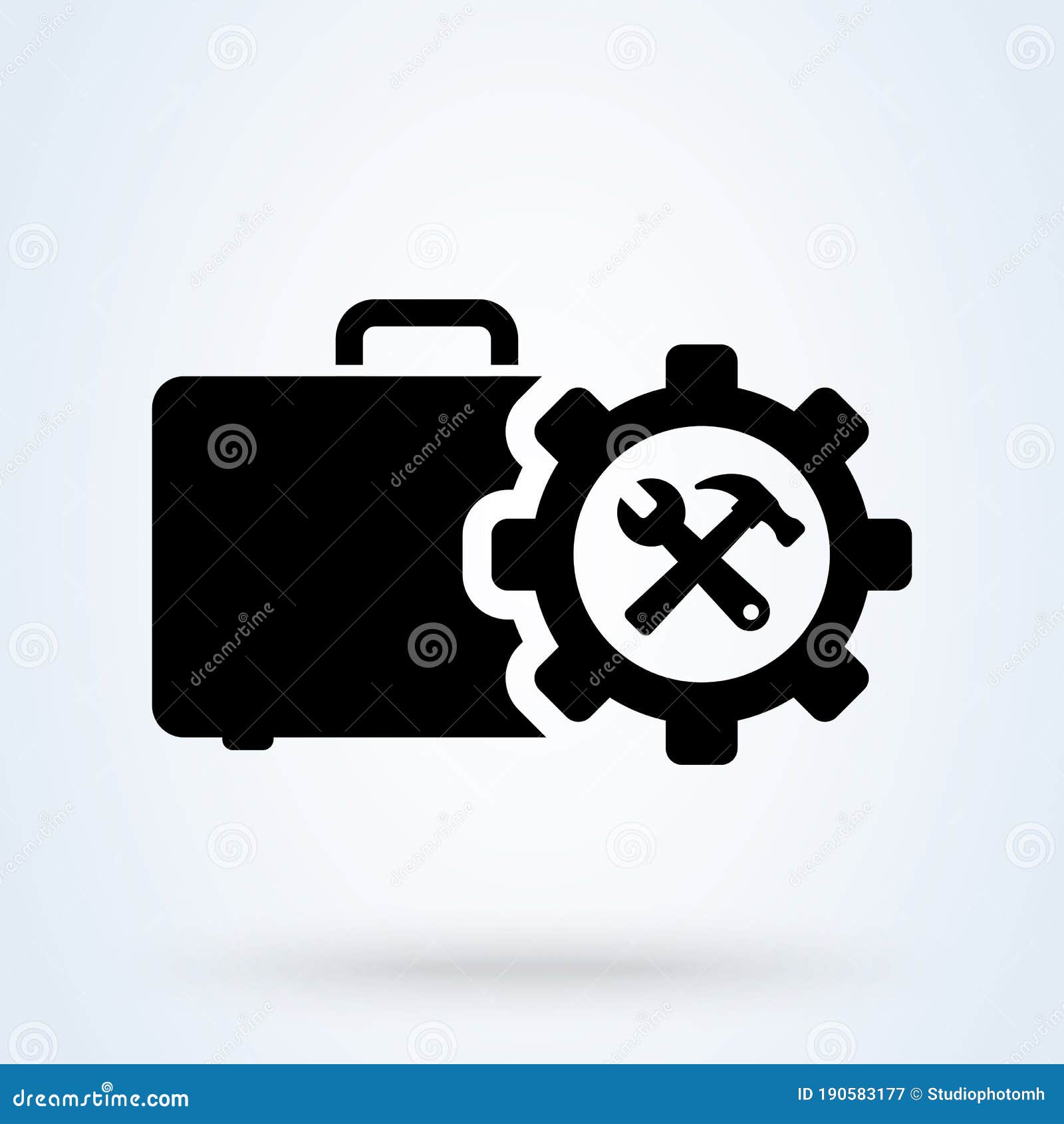 toolbox with instruments inside. workman`s toolkit. workbox in icon style.  