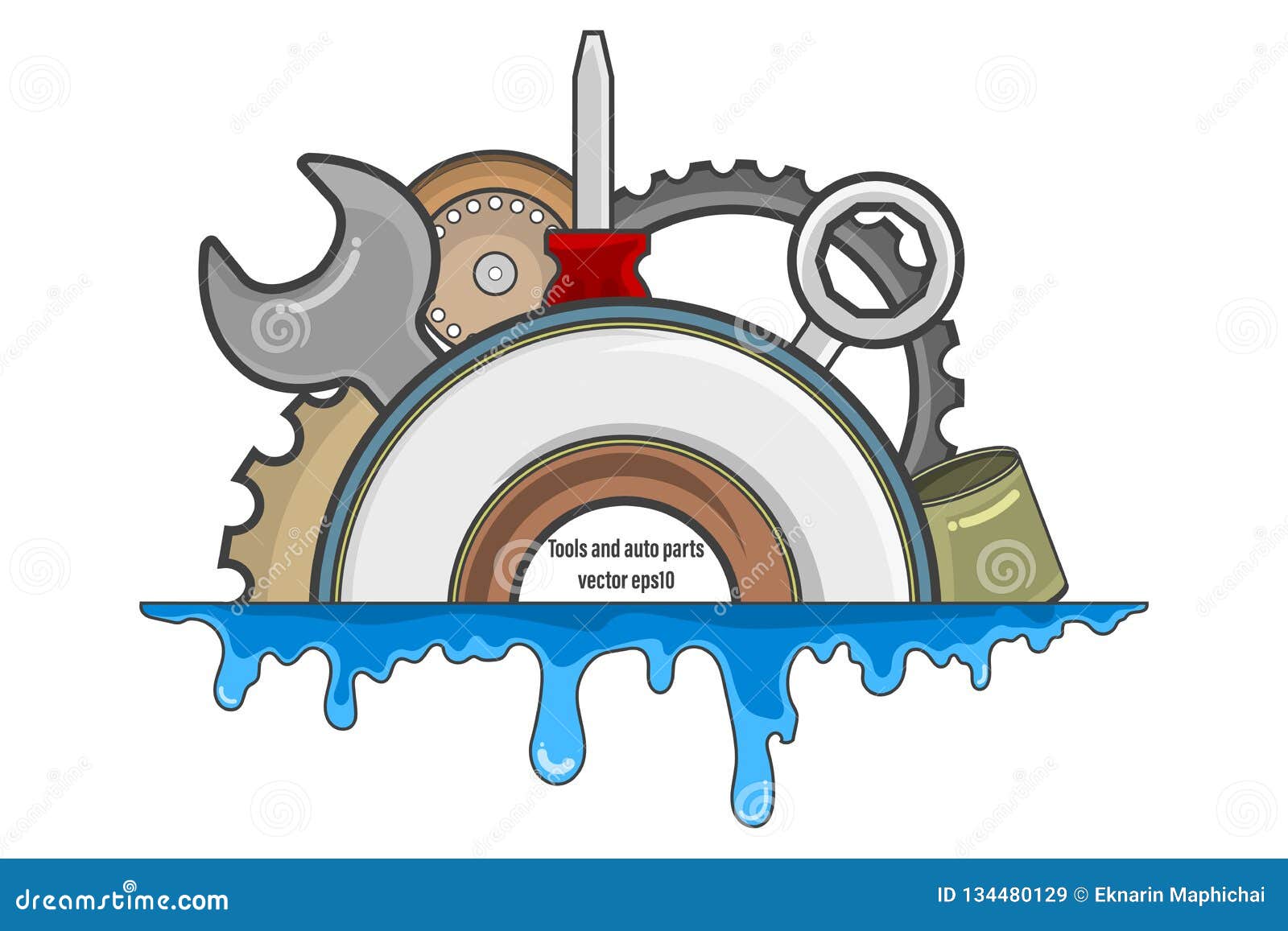 Tools and auto parts label stock vector. Illustration of classic 134480129