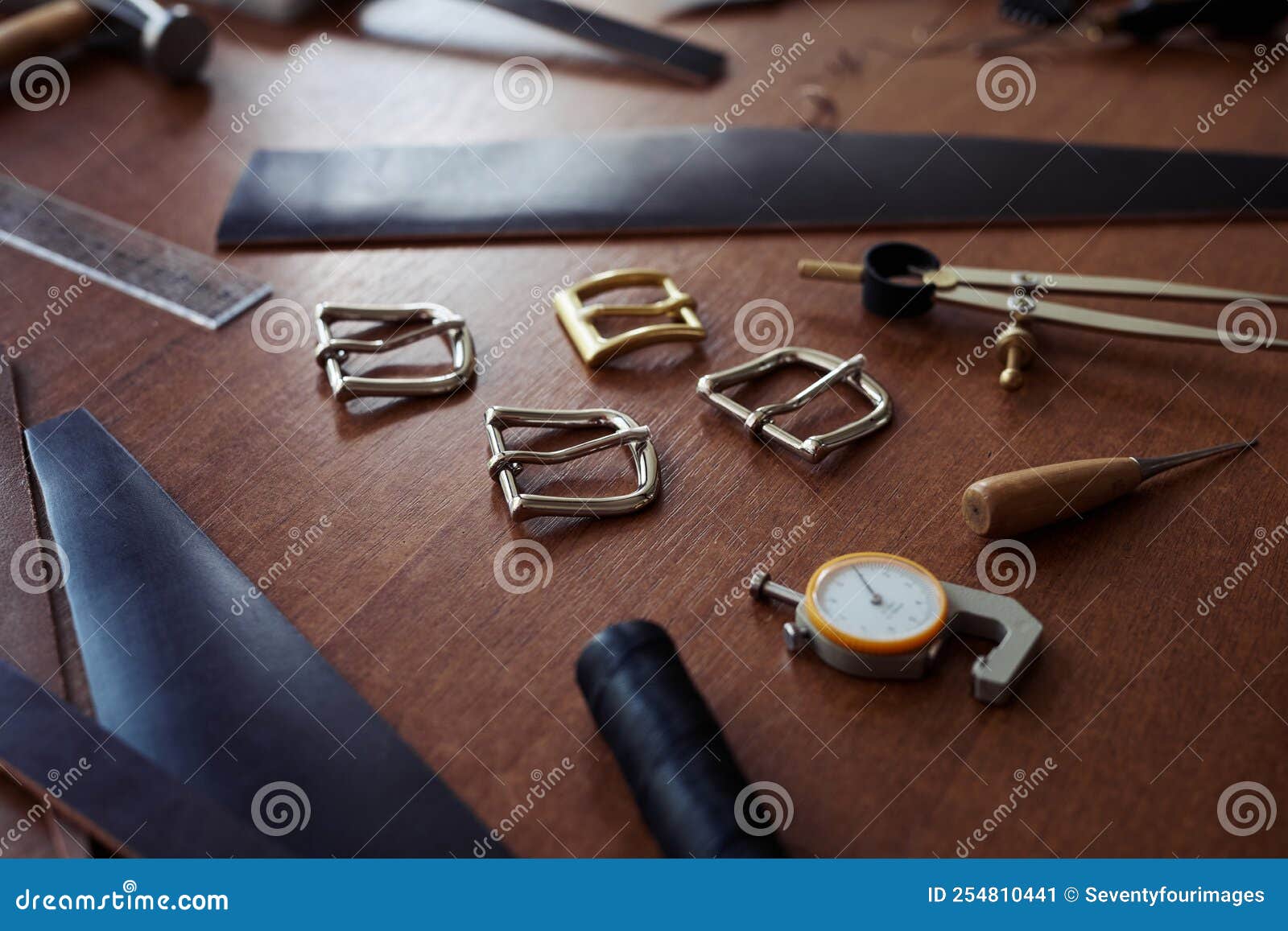 Tools and Buckles for Handmade Leather Designs Stock Image Image of