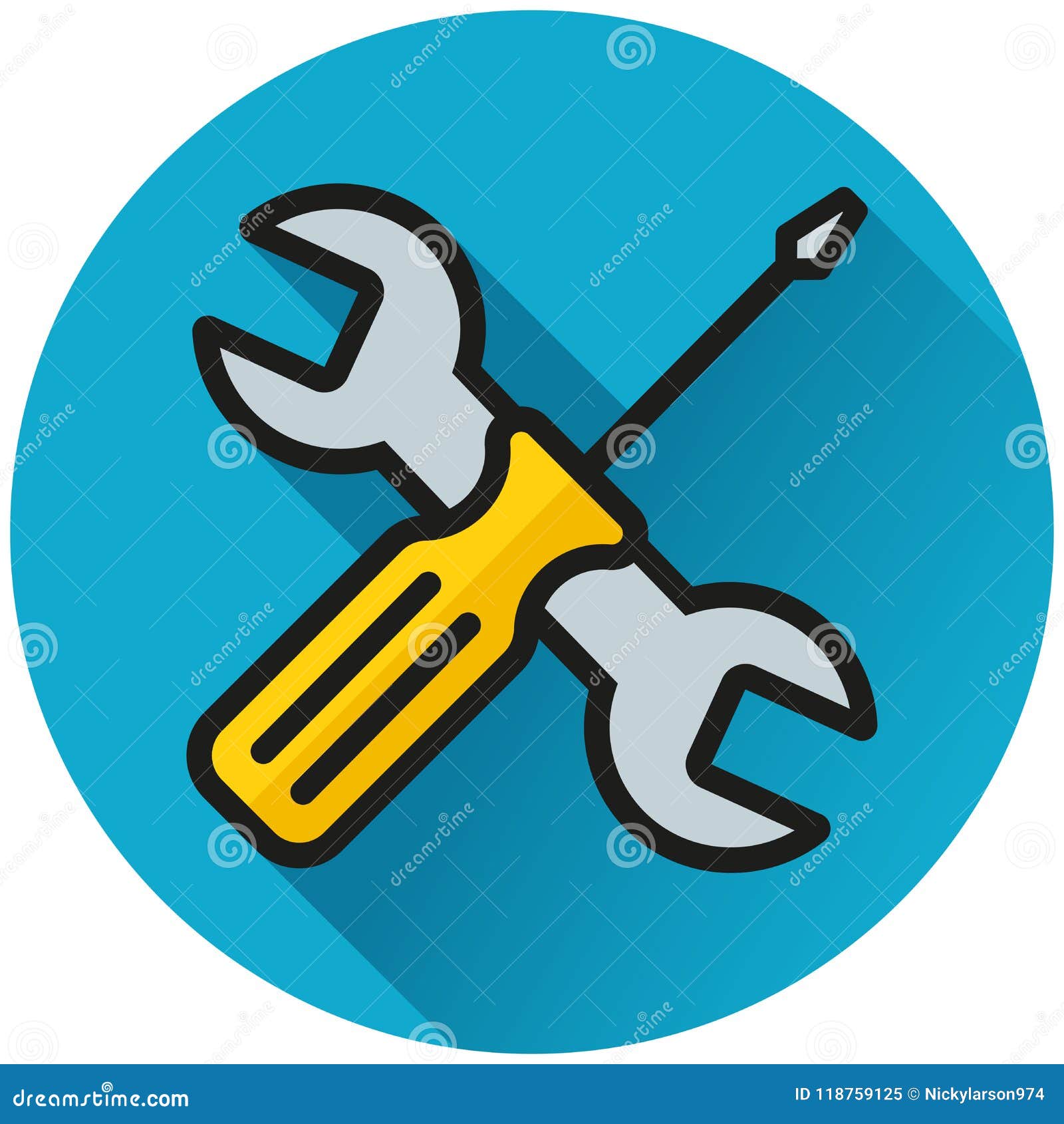 Tools Circle Blue Icon Concept Stock Vector Illustration of white
