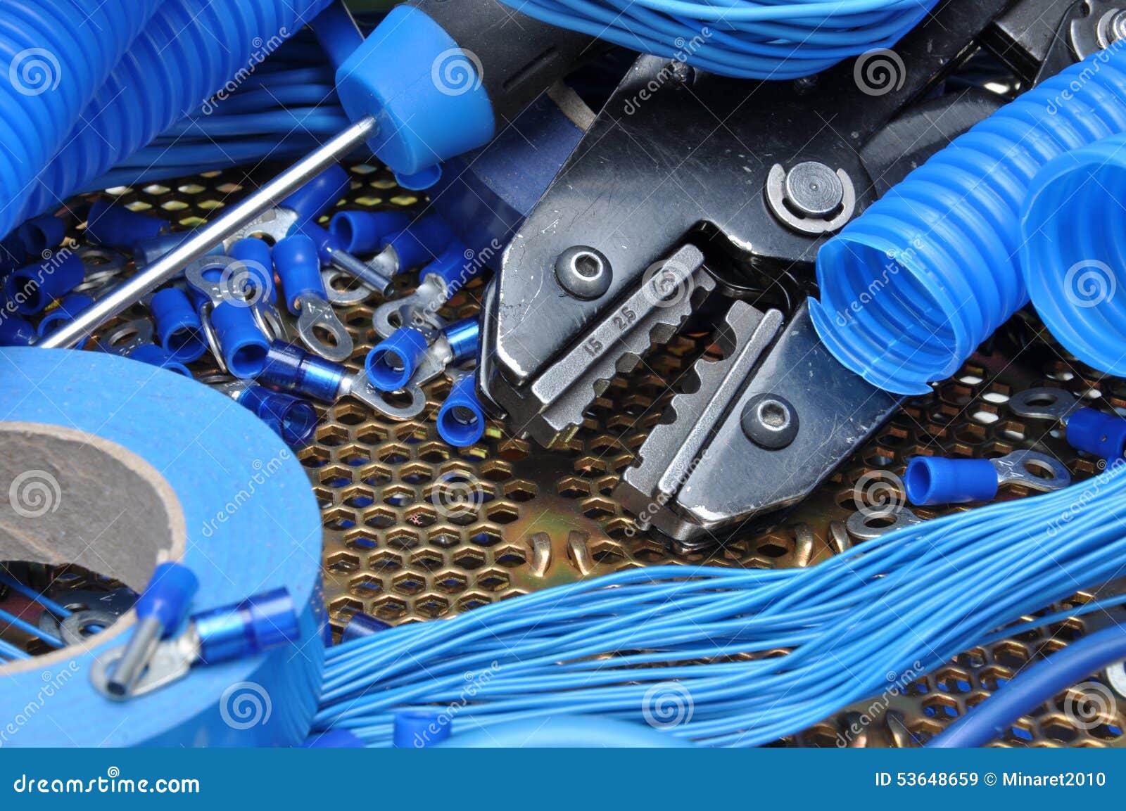 Tools and Component for Electrical Installation Stock Image Image of