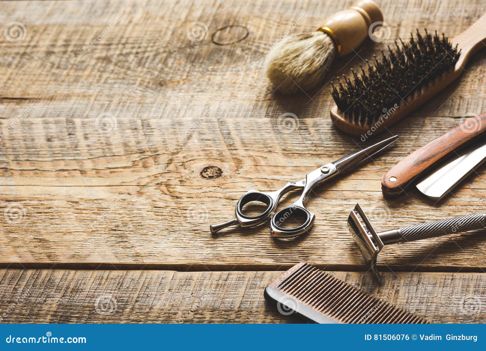 Tools for Cutting Beard Barbershop on Wooden Background Stock Photo - Image  of clip, object: 81506076
