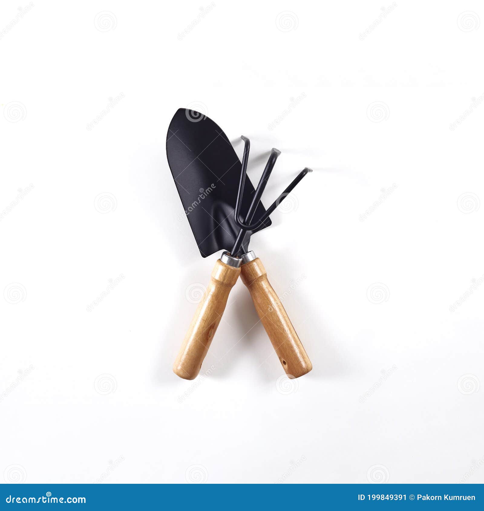 Tools Garden Shovel and Rake Isolated on White Stock Image Image of