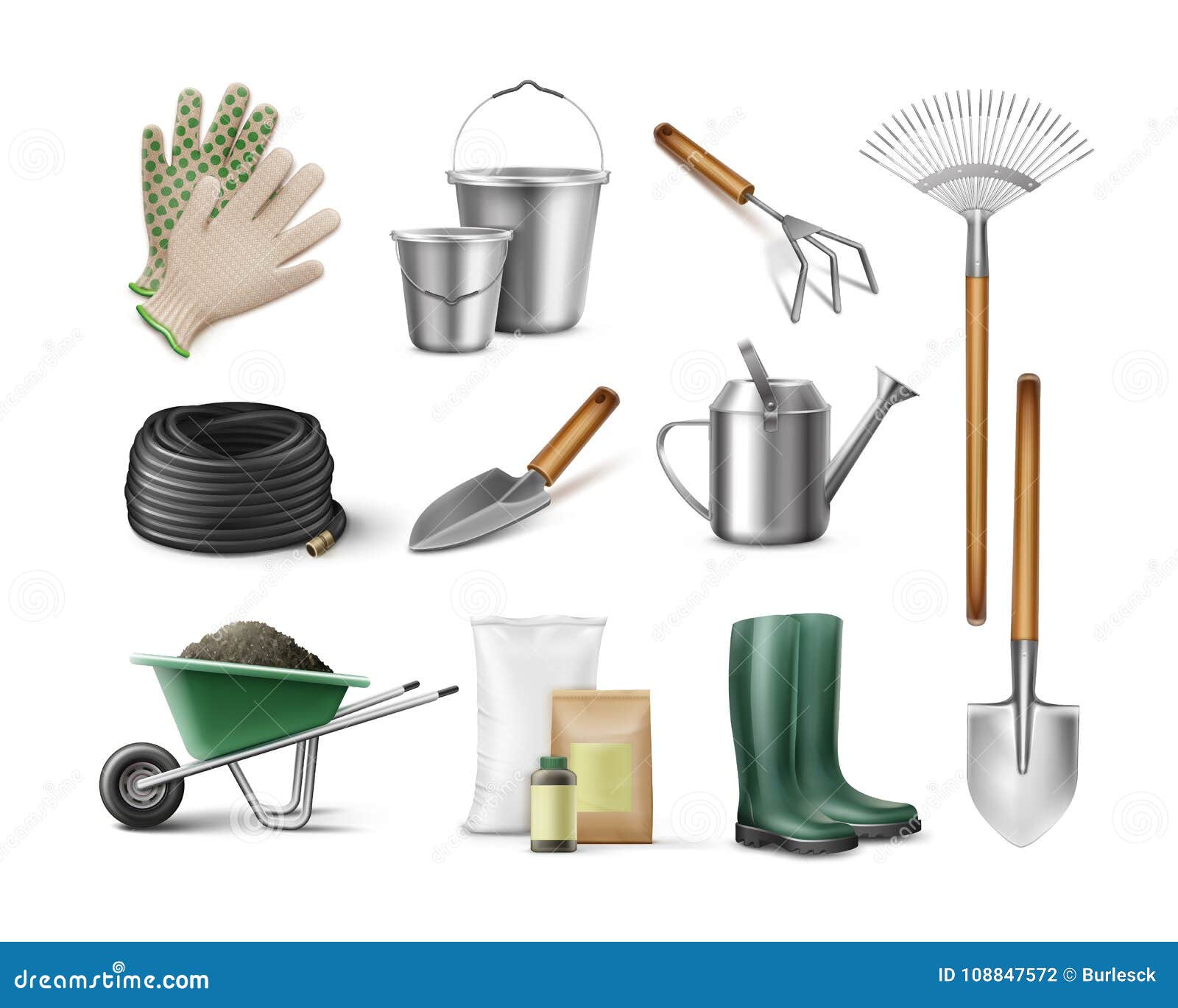 Tools for gardening stock vector. Illustration of steel - 108847572