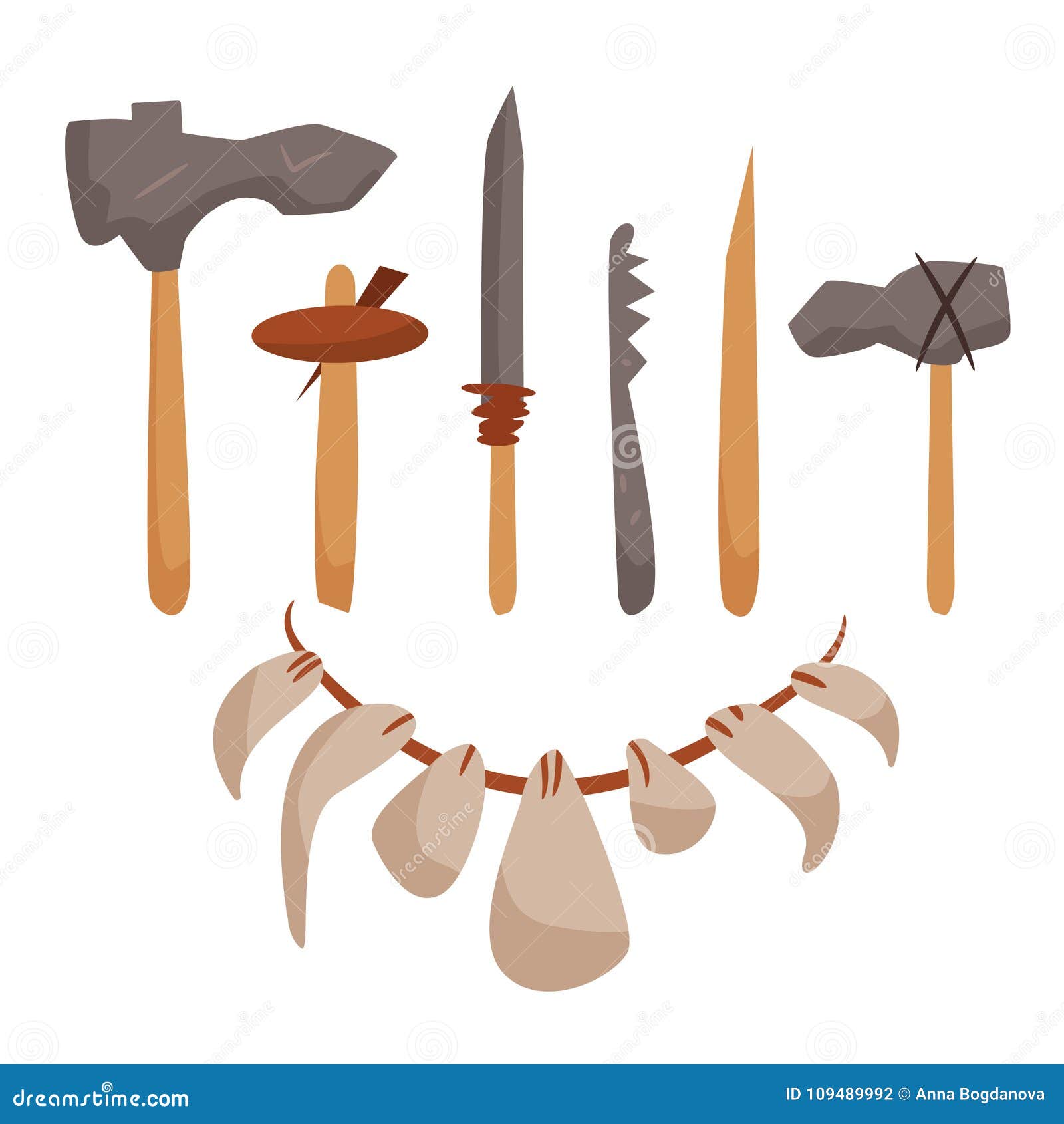 Ancient age stone tools and weapon for hunting Vector Image