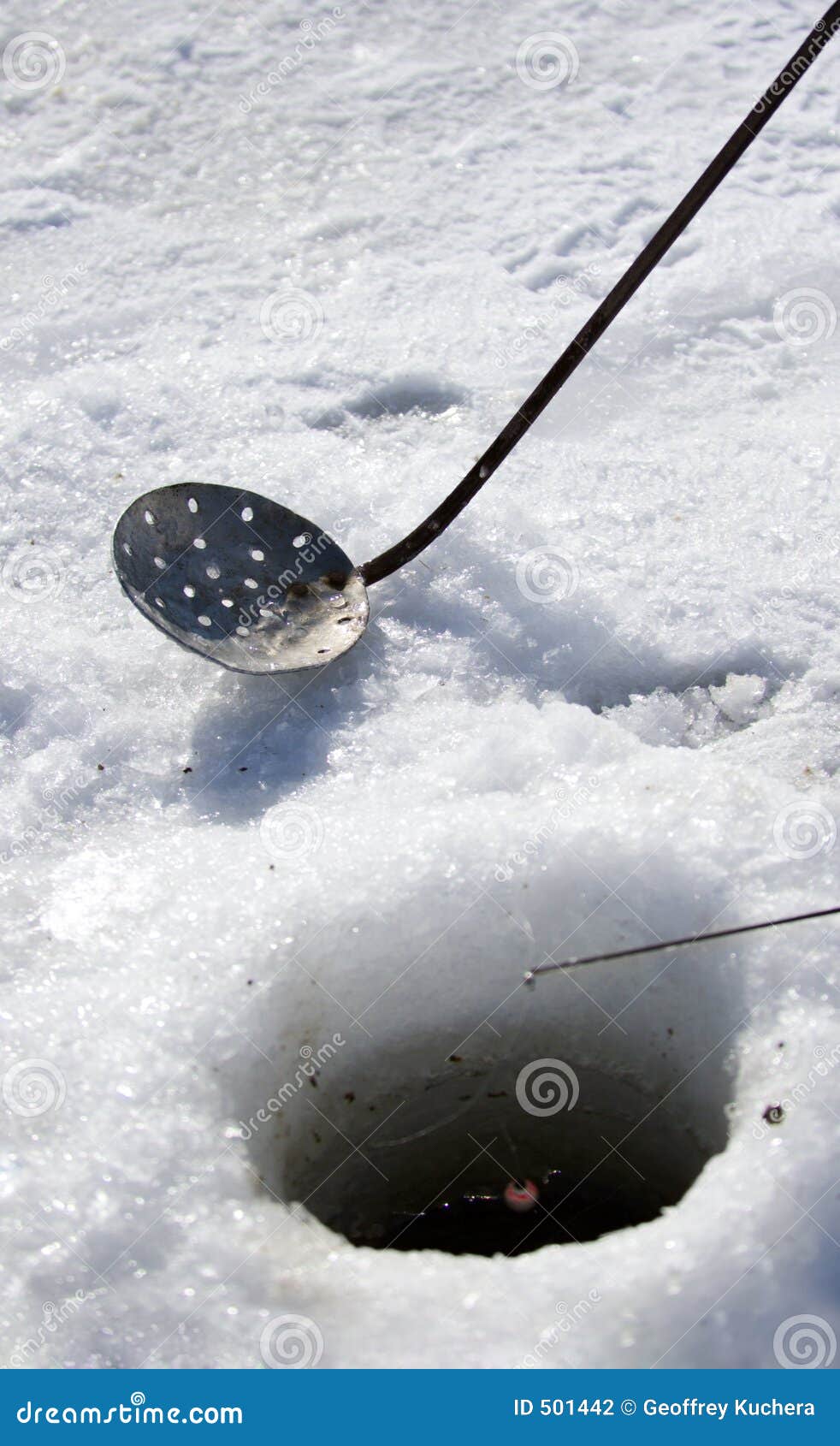 Tools of Ice Fishing Focus on Dipper Stock Photo Image of slush