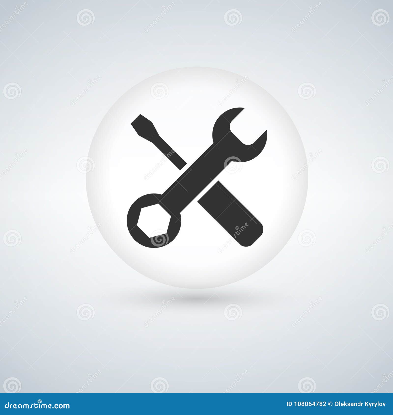 Tools Icon in Circle Button, Illustration with Shadow Stock