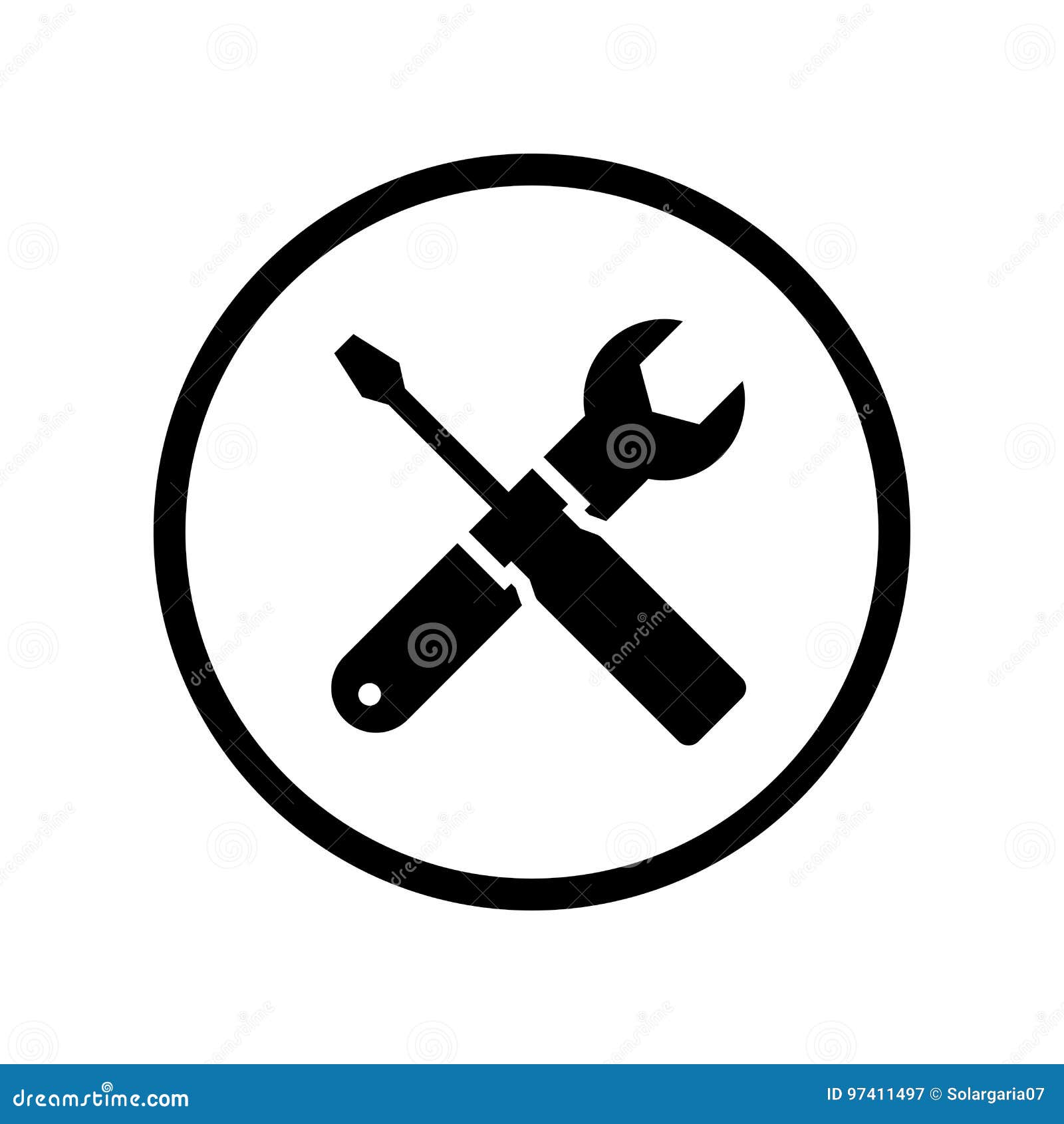 Tools Icon in Circle Line, Fill Style Vector Iconic Design Stock