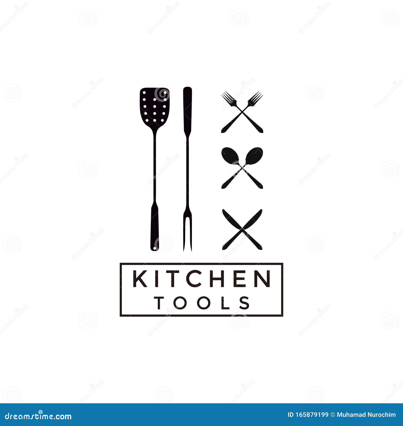 Spatula and Fork for BBQ Grill, Barbeque Logo Design Stock Vector