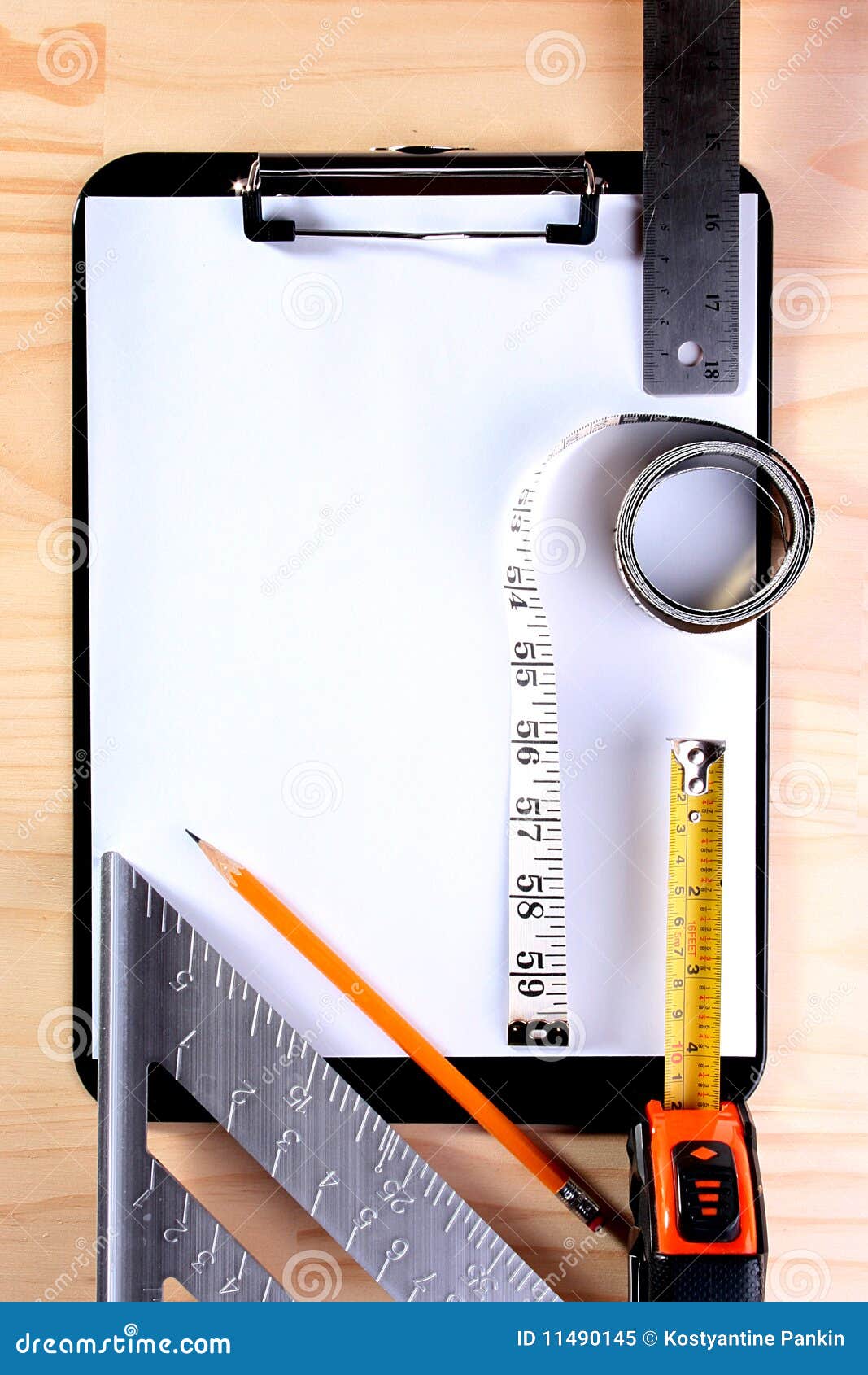 Tools for measurements stock image. Image of clipboard 11490145