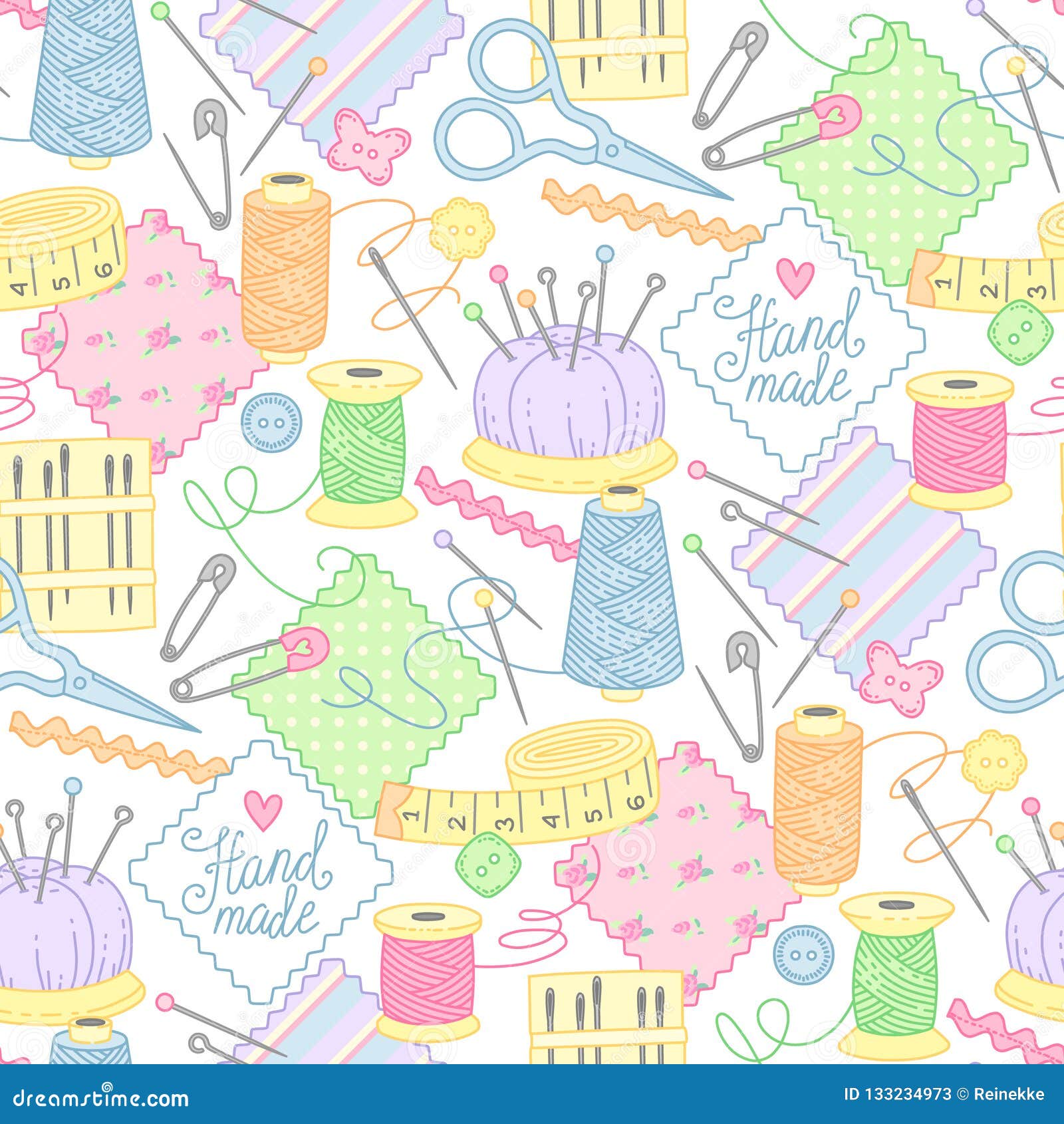Sewing handmade pattern stock illustration. Illustration of button