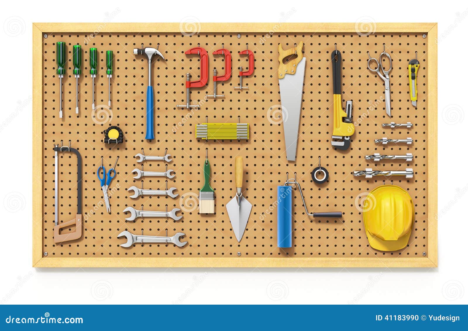 Tools On A Pegboard Stock Illustration - Image: 41183990