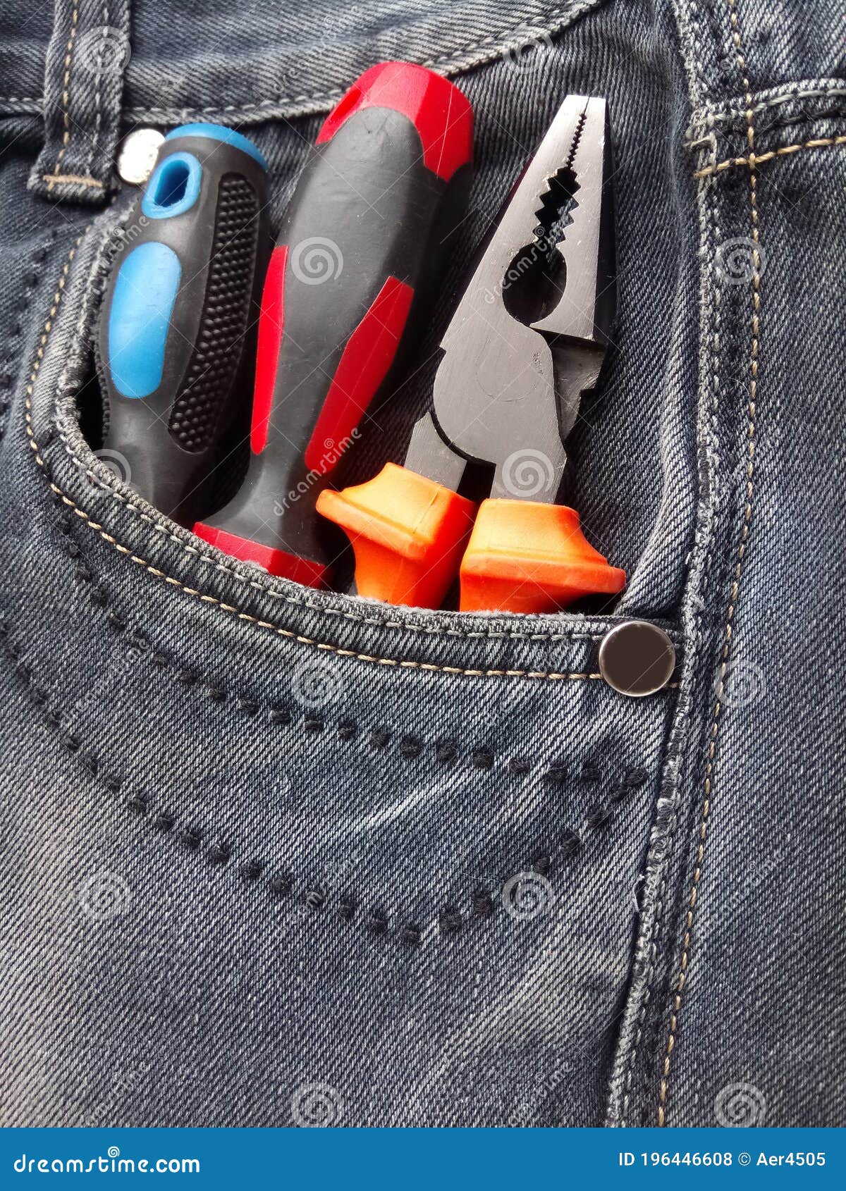 Tools in the Pocket of Dark Jeans Stock Photo Image of locksmith