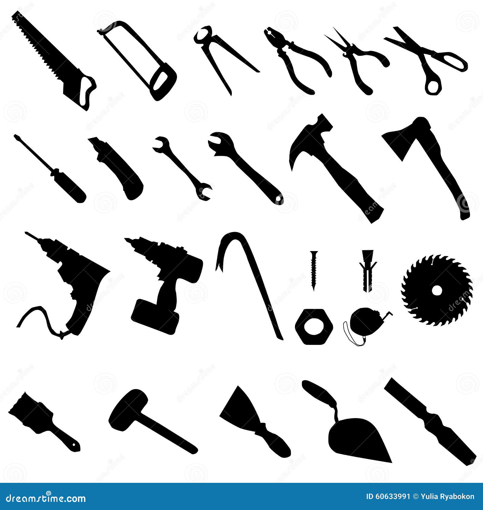 Tools silhouette set stock vector. Illustration of isolated 60633991