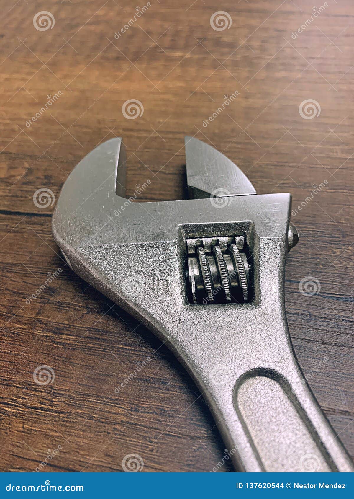 Work Tools, Adjustable Hand Wrench, Tool To Loosen Nuts. Wrench Stock