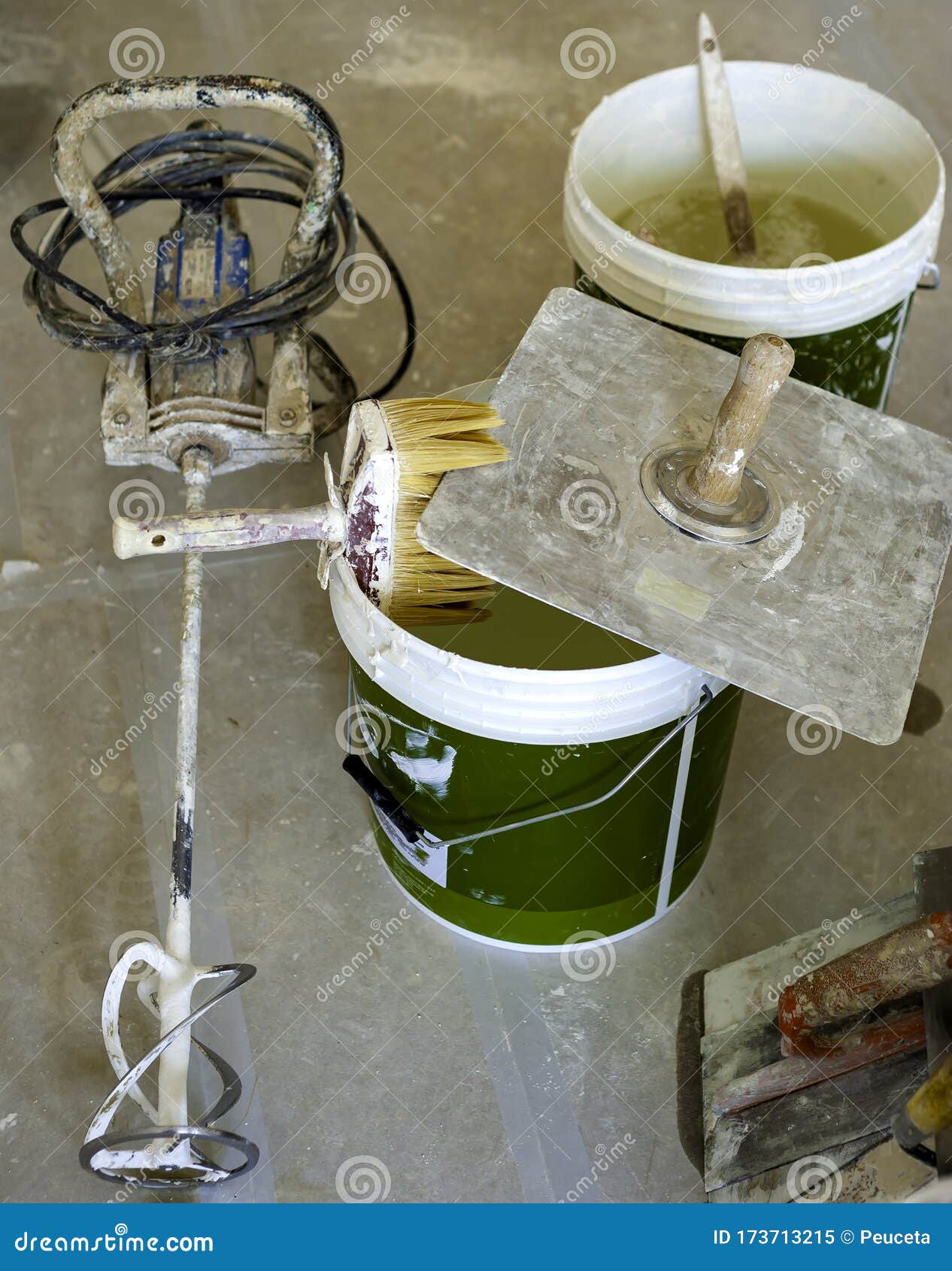 Tools used to paint walls. stock image. Image of color 173713215