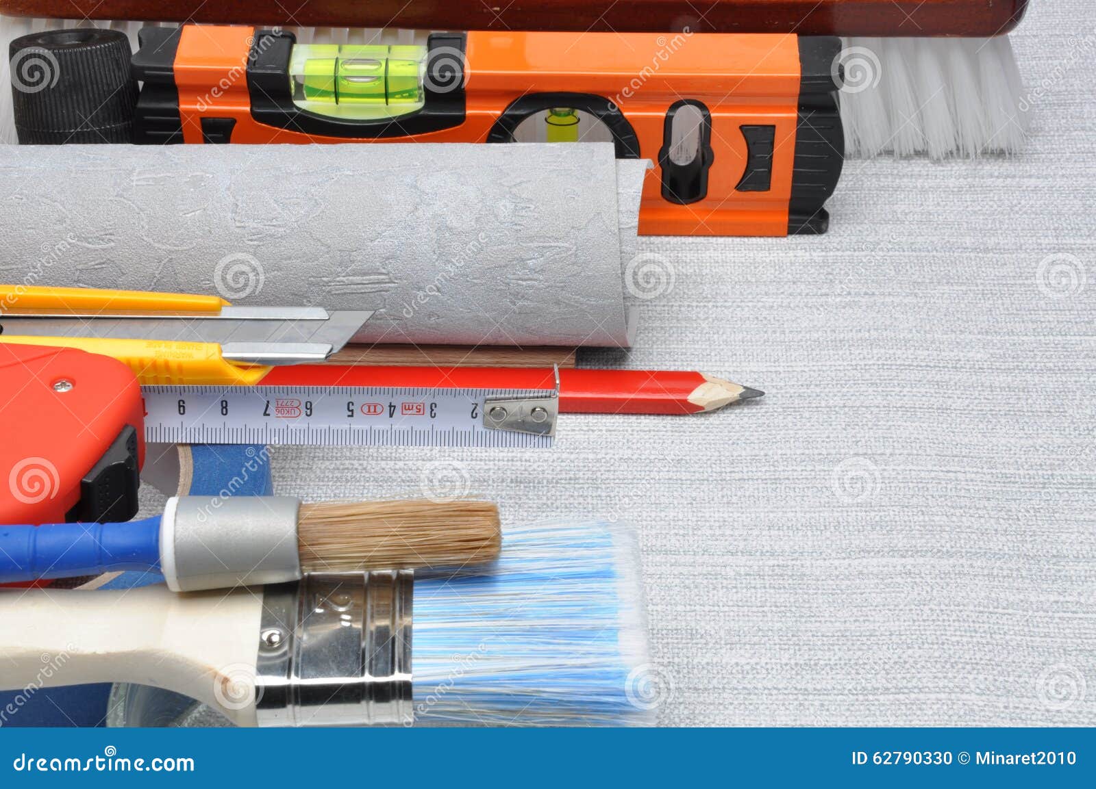 Tools Used for Wallpapering, Renovation Stock Photo Image of