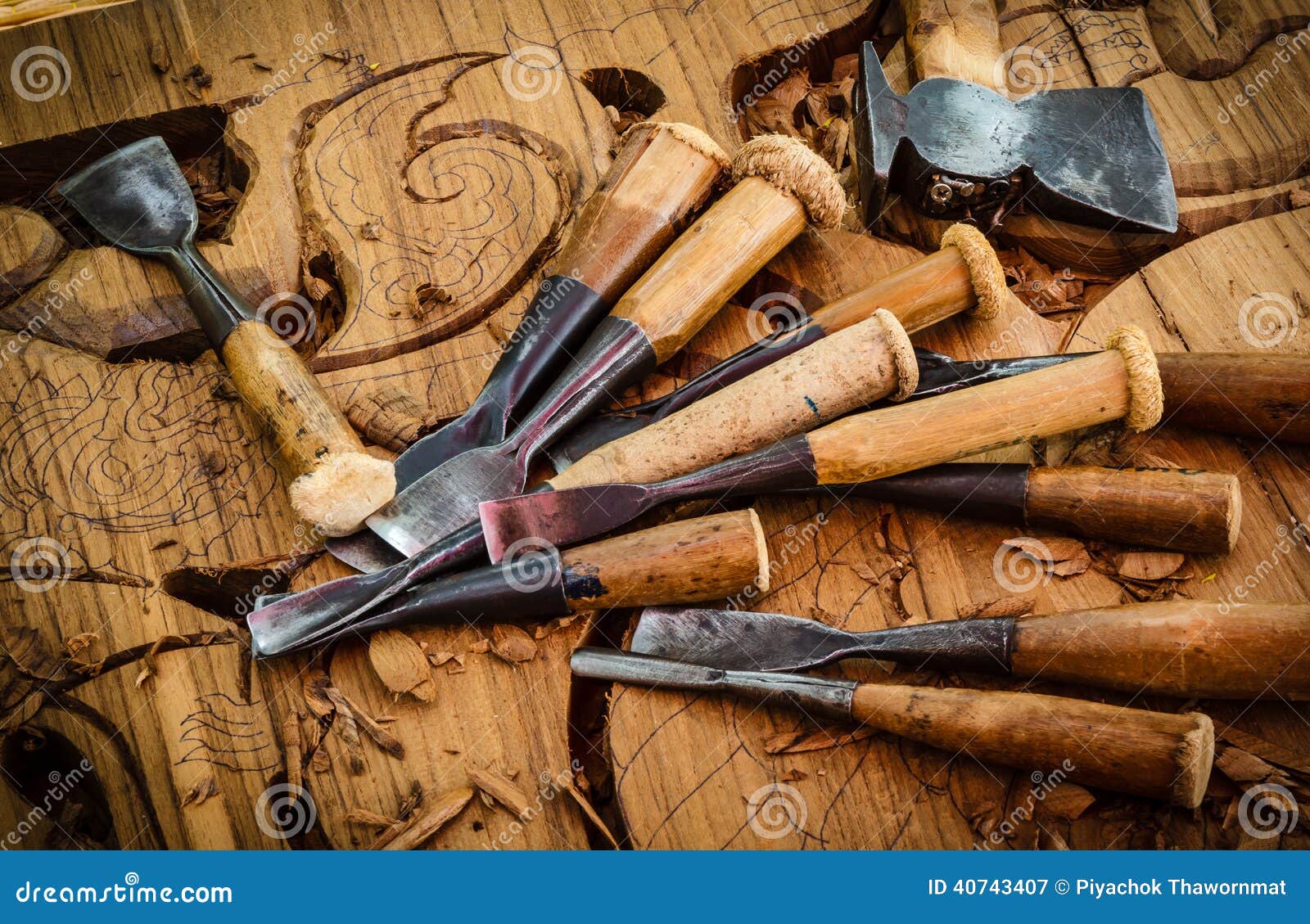 Tools of the woodcarver stock image. Image of sharp ...