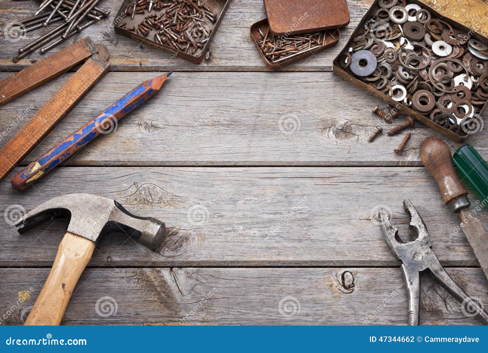 Tools Workbench Wood Background Stock Photo - Image: 47344662