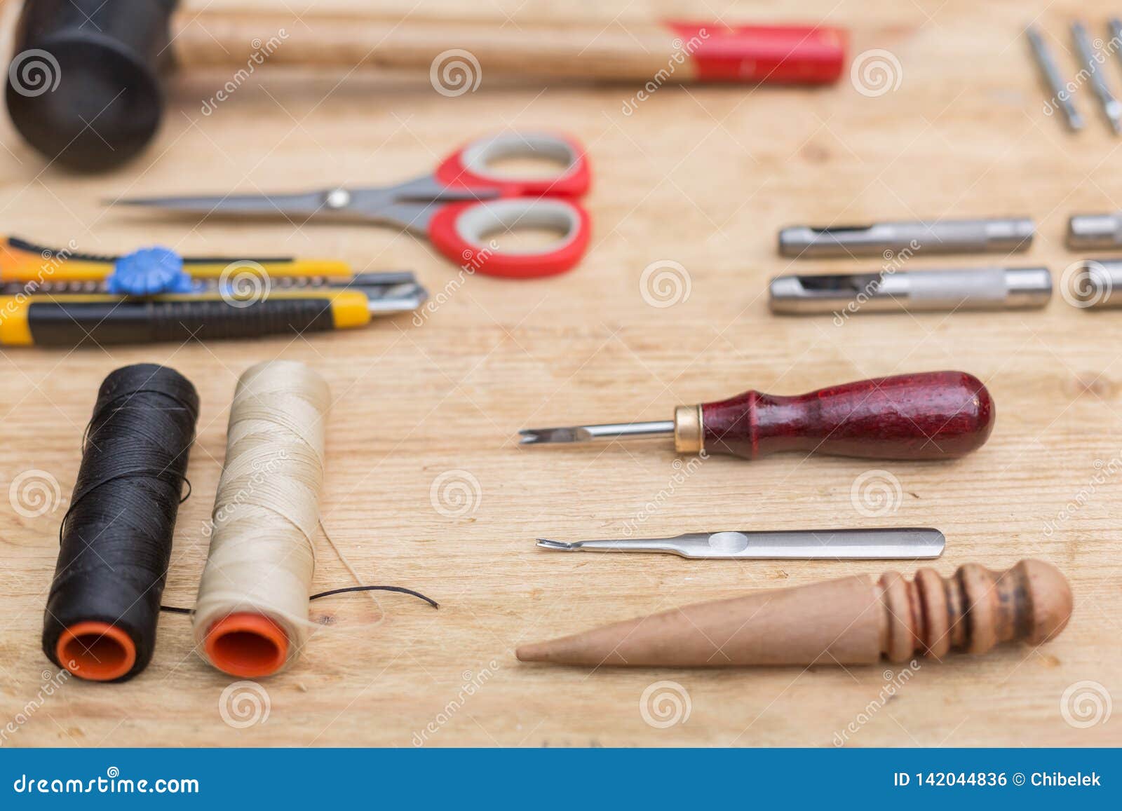 Tools for Working with Leather Goods Stock Photo Image of manual, handmade 142044836