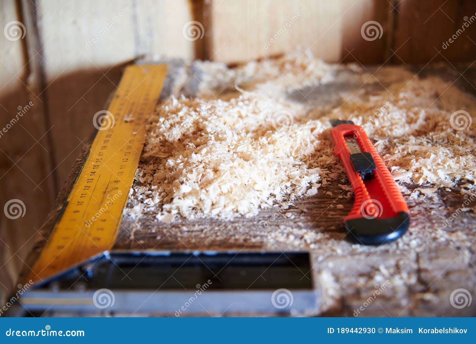 Tools For Working With Wood In A Carpenter`s Workshop Stock Photo