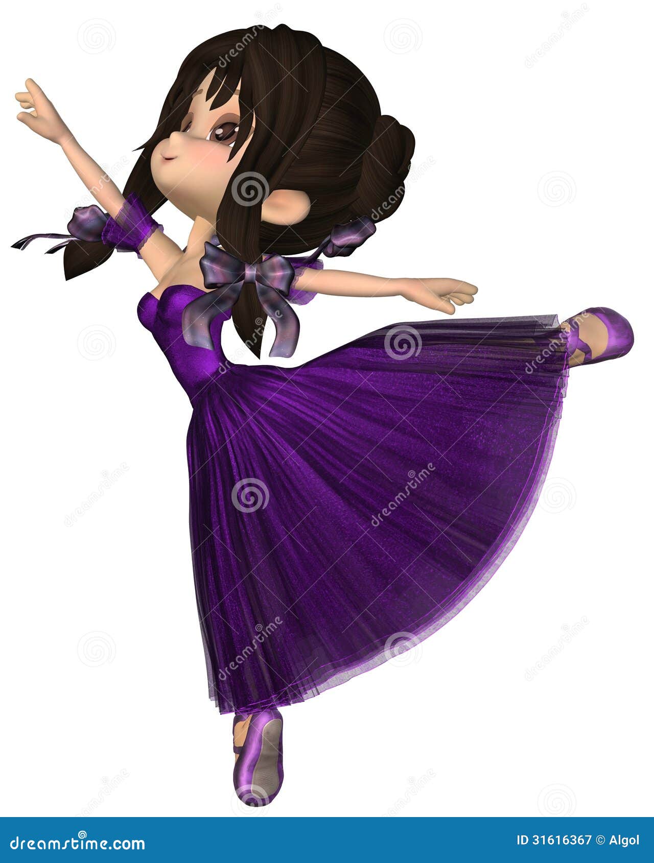 Toon Ballerina In Purple Romantic Style Tutu Stock 