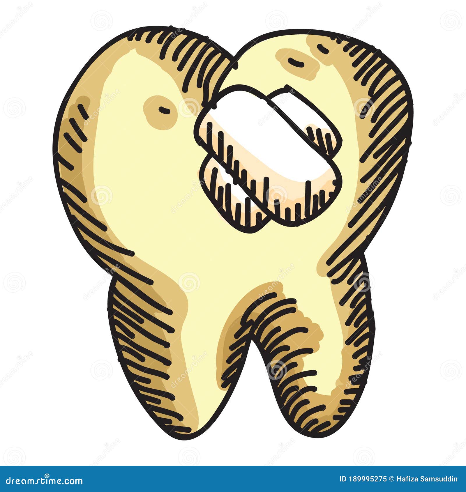Tooth with Bandage. Vector Illustration Decorative Design Stock Vector