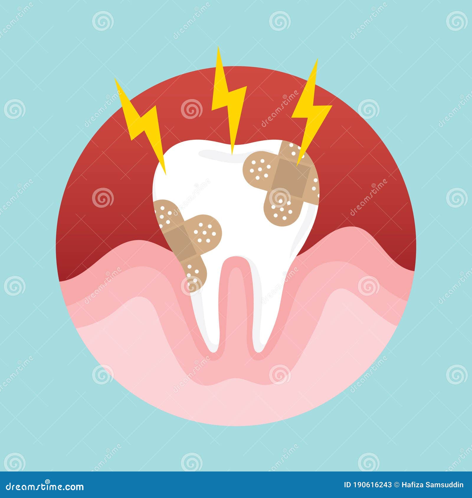 Tooth with Bandage. Vector Illustration Decorative Design Stock Vector