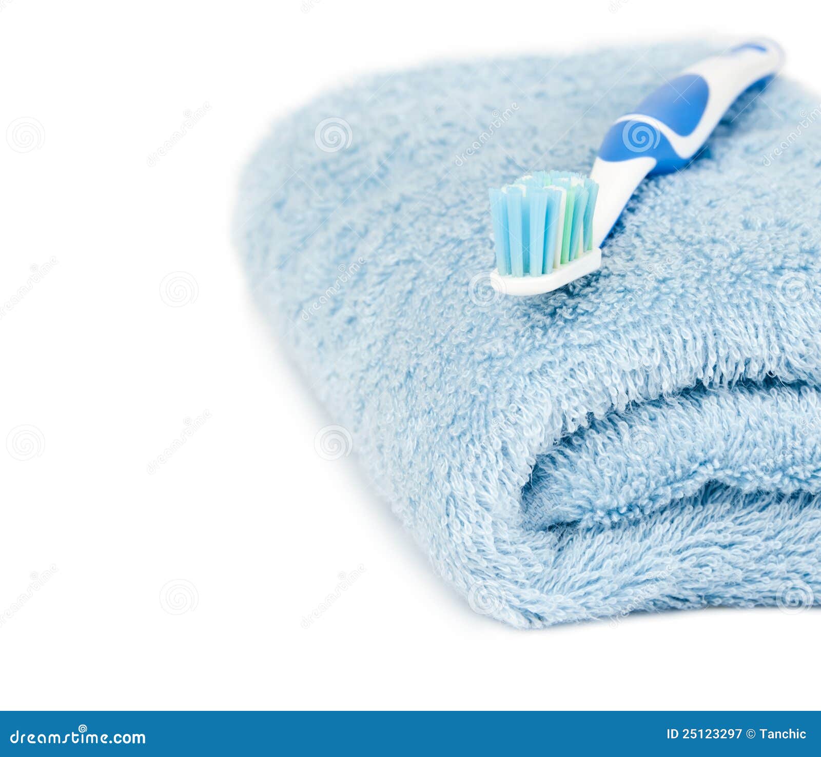 Tooth Brush on a Blue Towel Stock Image Image of white, blue 25123297