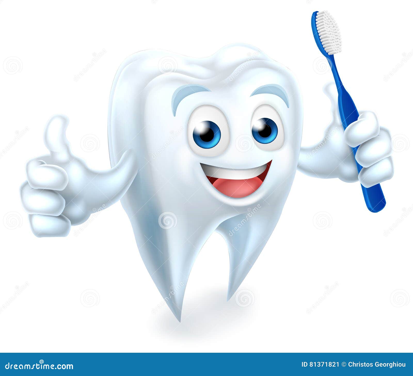 tooth with brush dental mascot