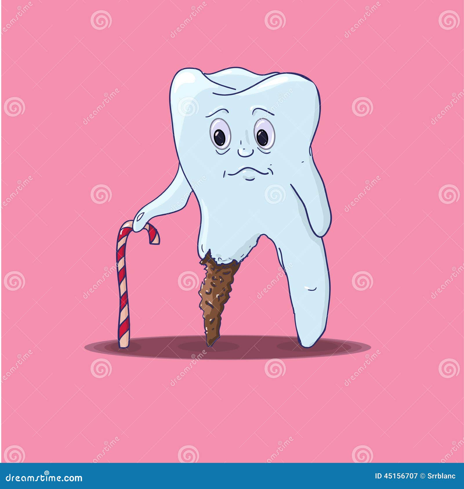 Tooth with a candy cane stock illustration. Illustration of orthodont - 45156707