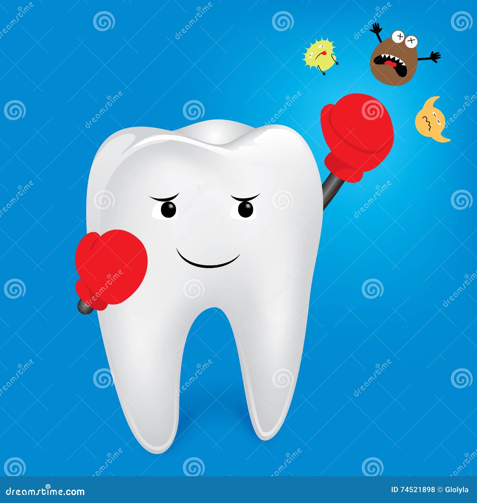 Tooth character boxing. stock vector. Illustration of care 74521898