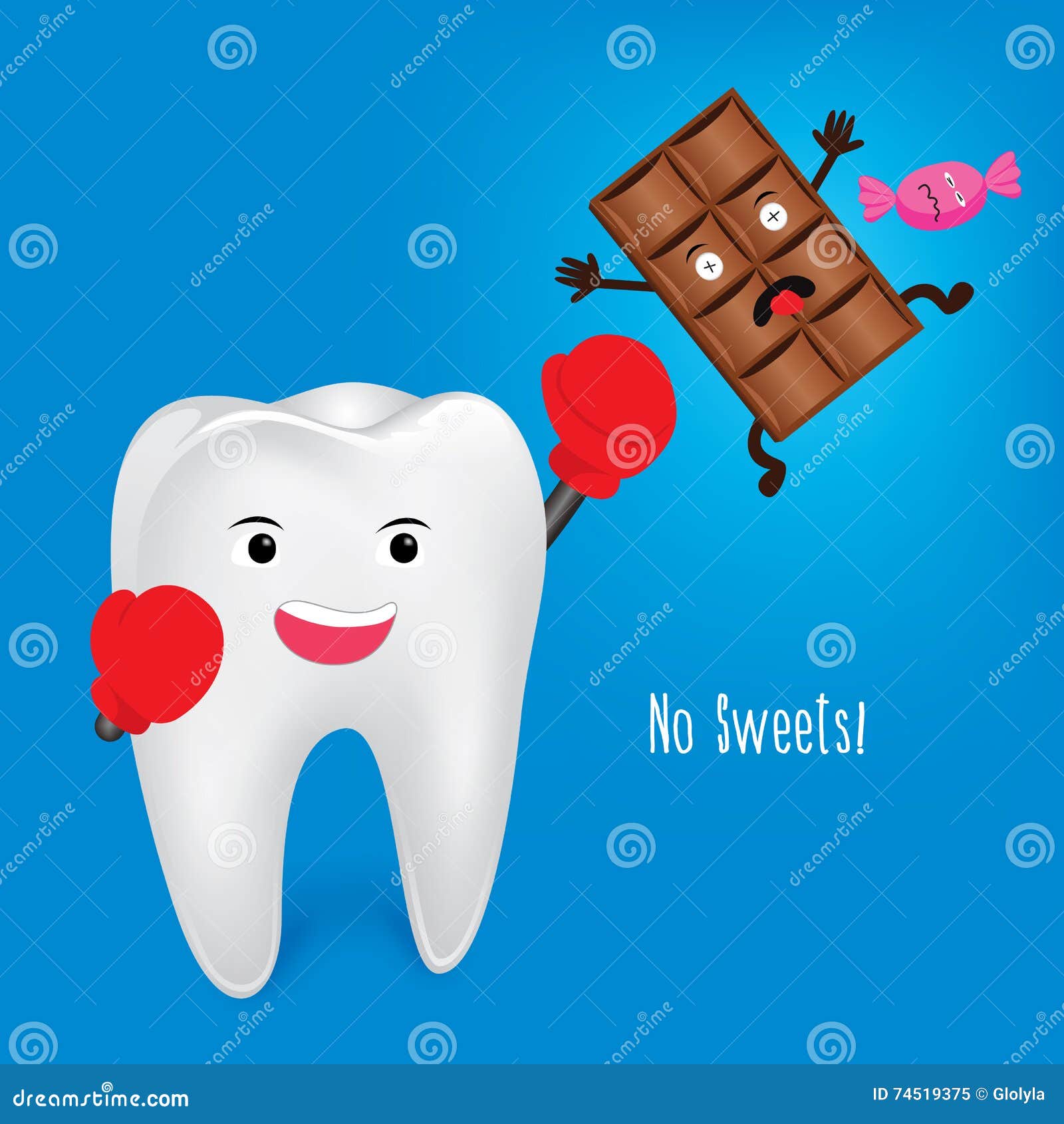 Tooth character boxing. stock vector. Illustration of medicine 74519375