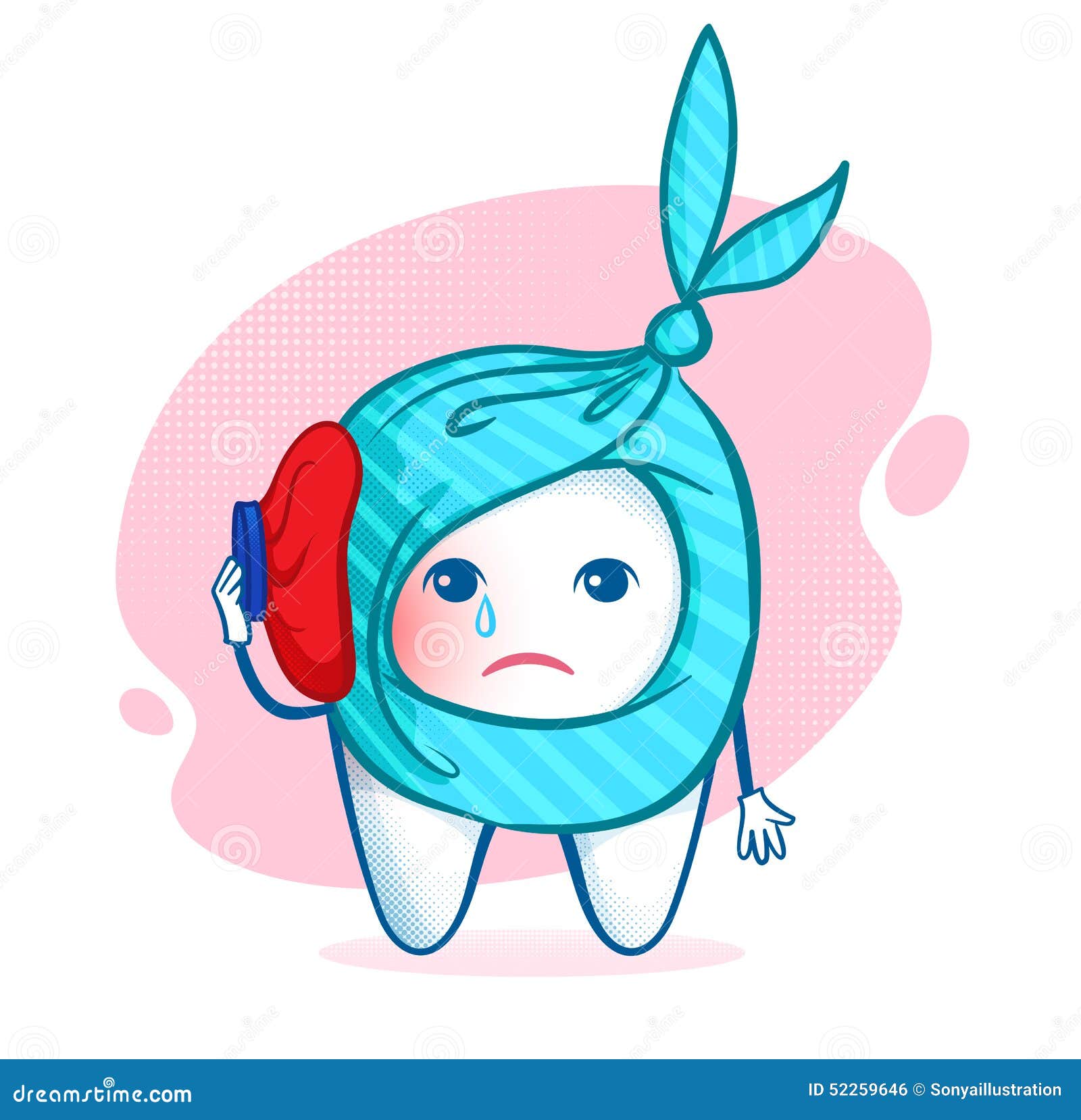 Tooth Character with Ice Bag Stock Vector Illustration of cartoon