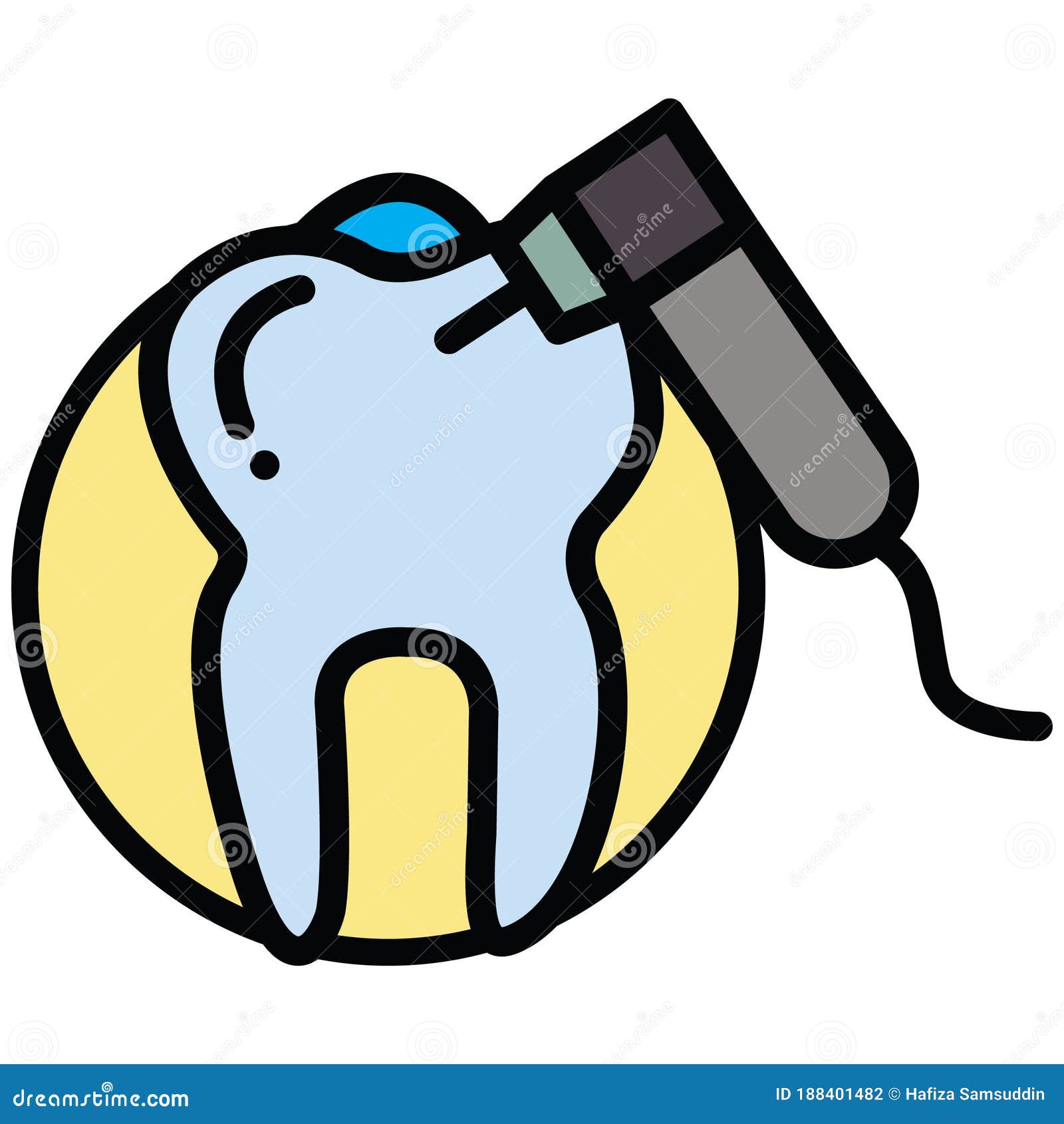 Tooth with Dental Drill. Vector Illustration Decorative Design Stock
