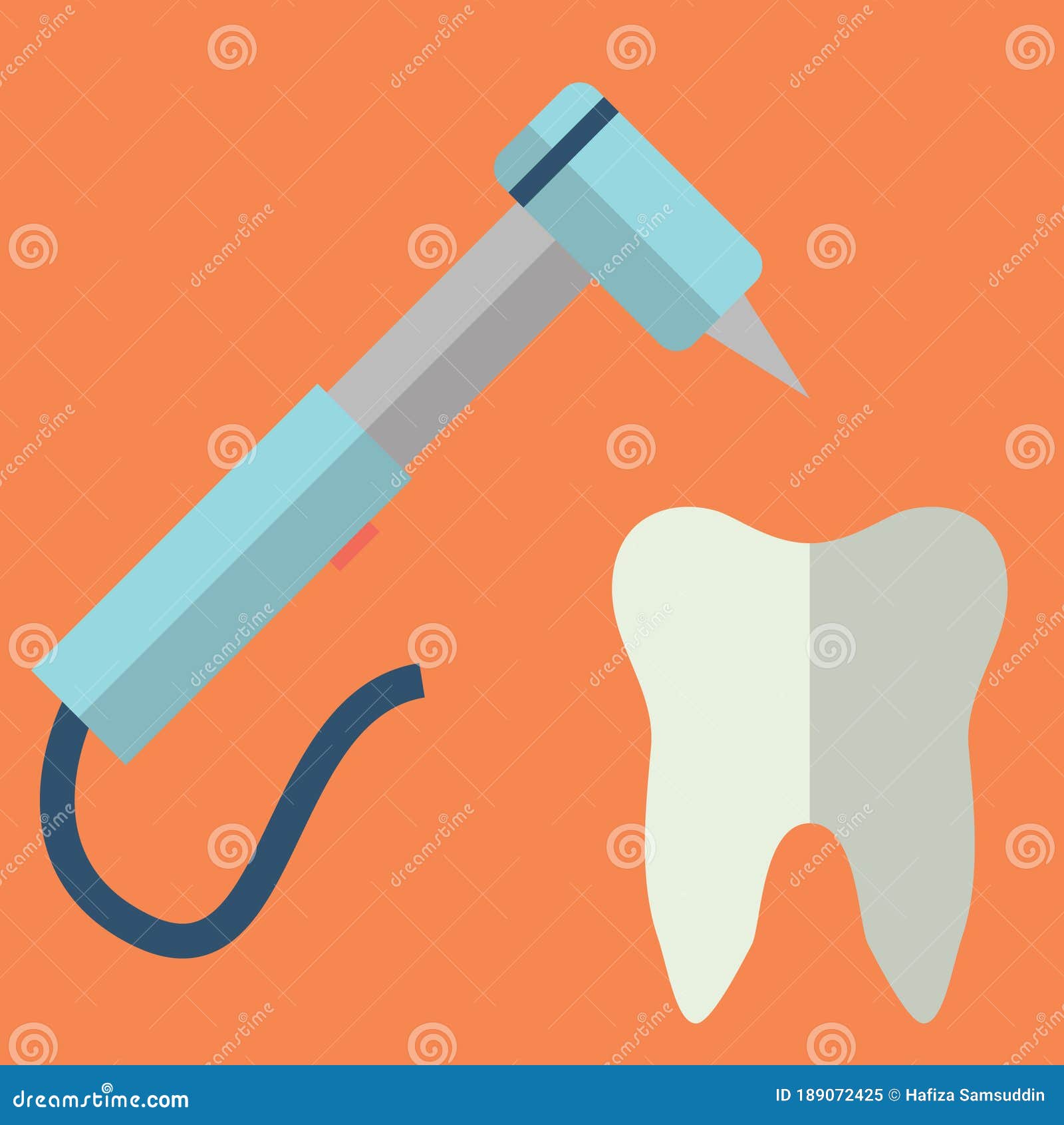 Tooth with Dental Drill. Vector Illustration Decorative Design Stock