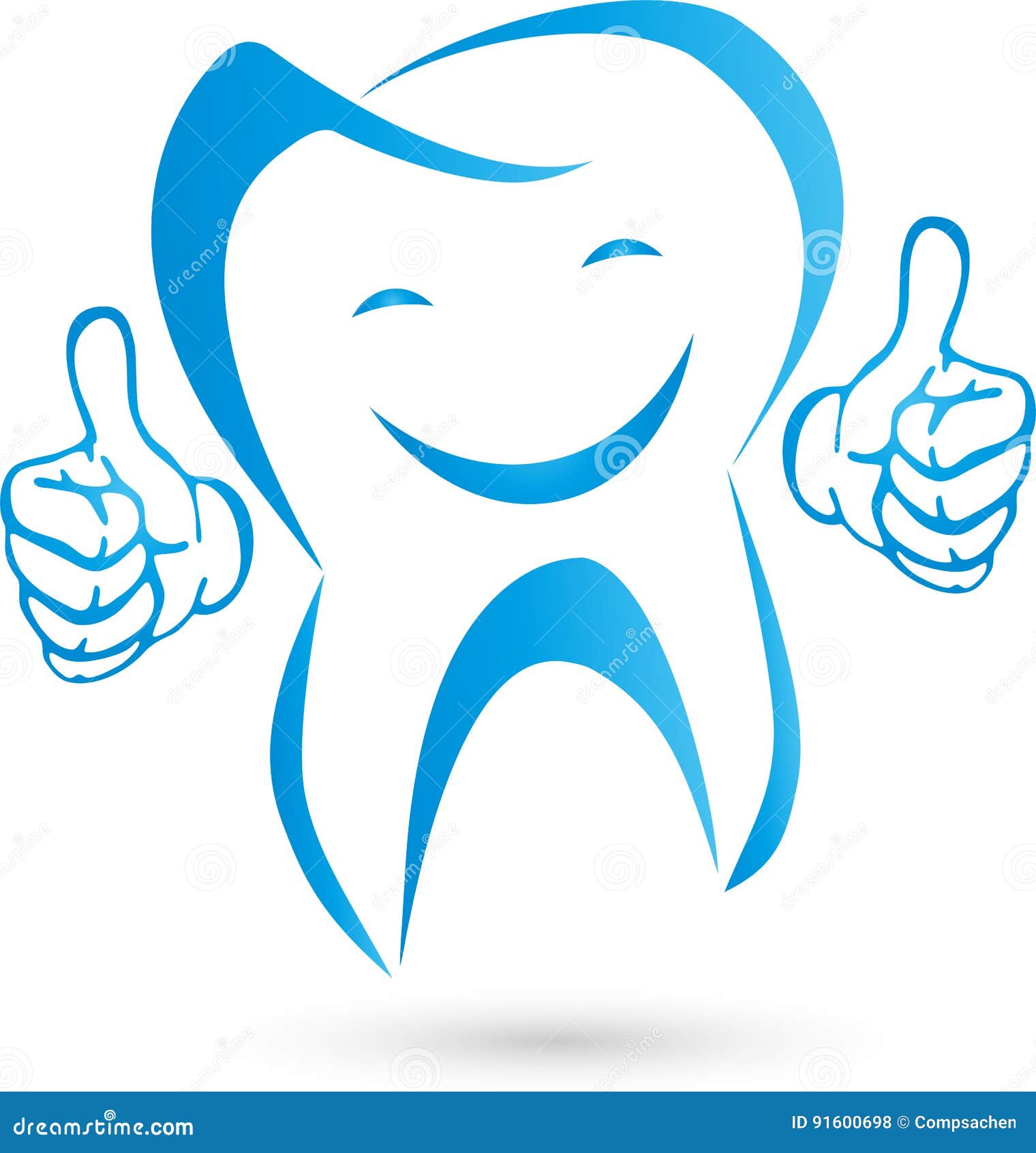 tooth with hands and smile, tooth and dentist logo