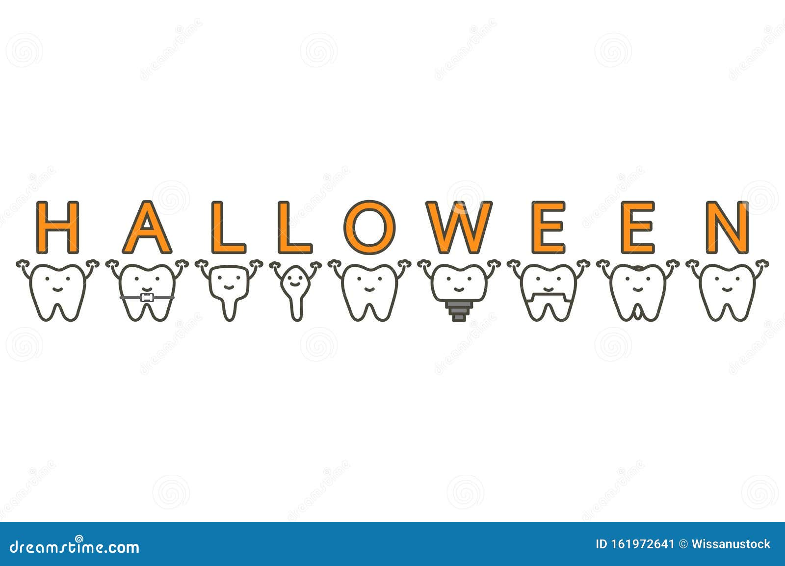 Download Tooth With Happy Halloween Word Stock Vector ...