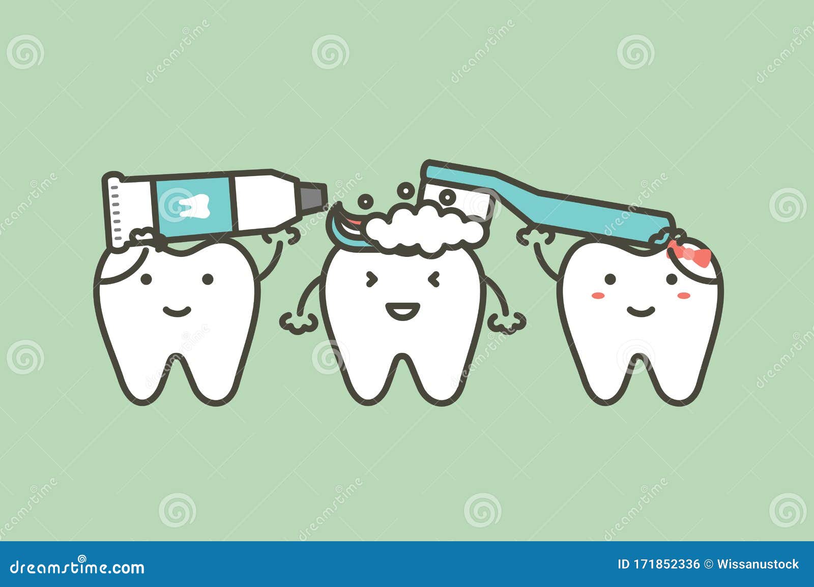 Tooth Is Holding Toothbrush And Toothpaste To Brushing Teeth For Friend Stock Vector