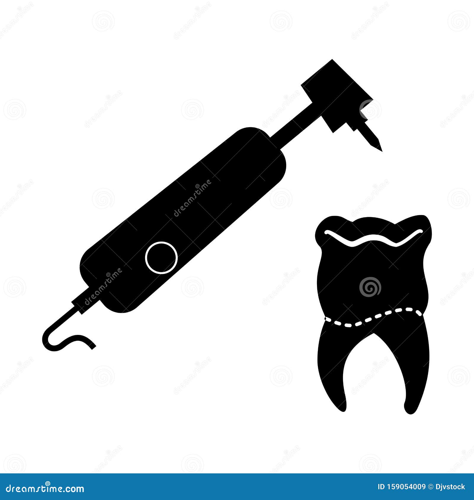 Tooth Human with Dentist Drill Vector Illustration Stock Illustration