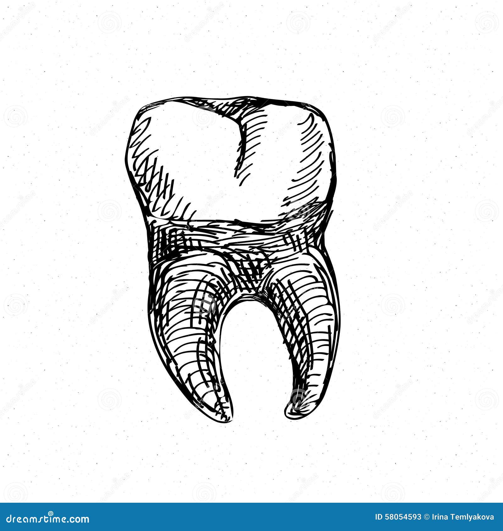 Tooth Icon Isolated on White. Hand Drawing Sketch Vector Illustration