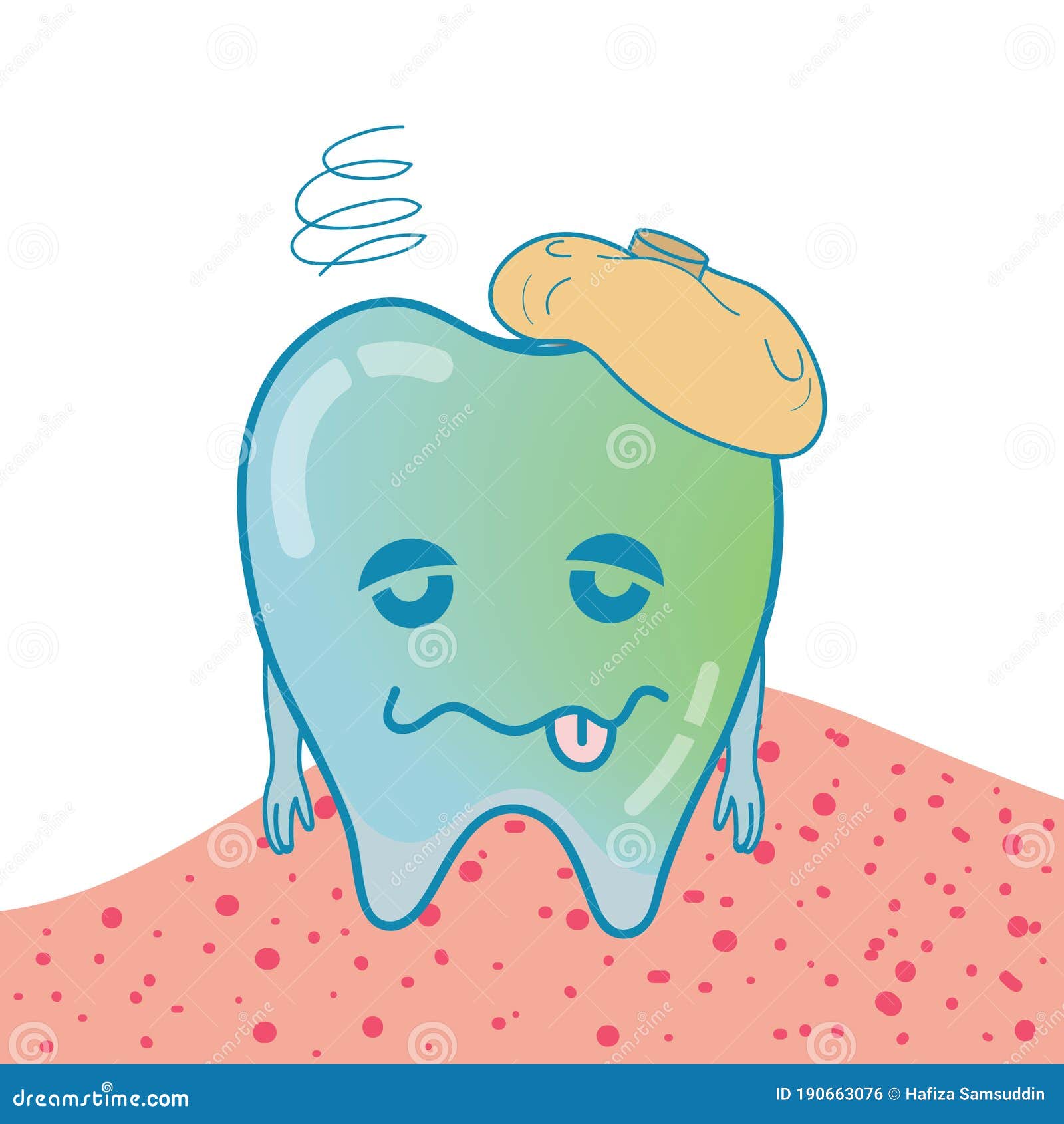 Tooth with Pain. Vector Illustration Decorative Design Stock Vector