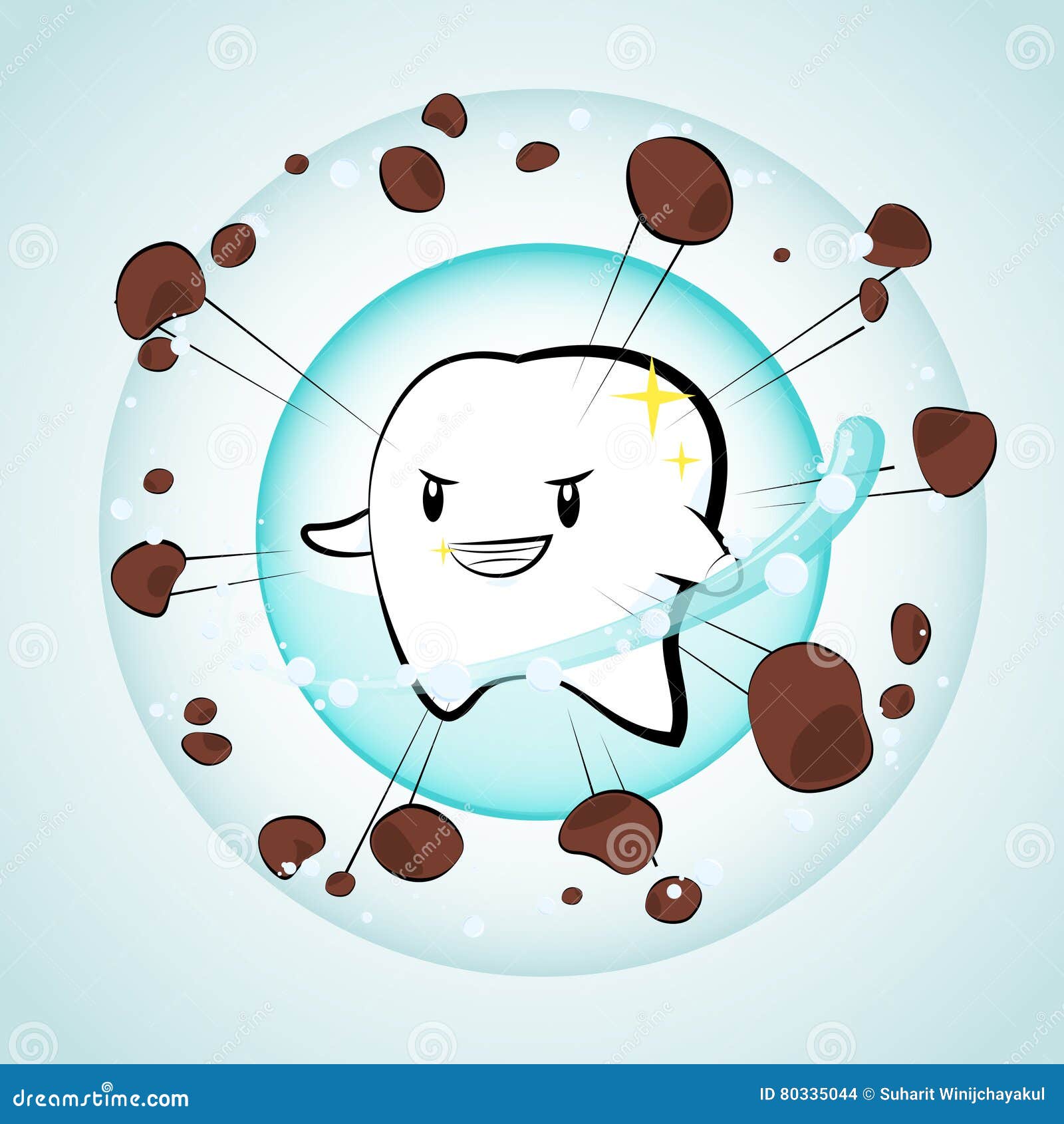 Tooth Standing in Fluoride Barrier Protection Stock Illustration