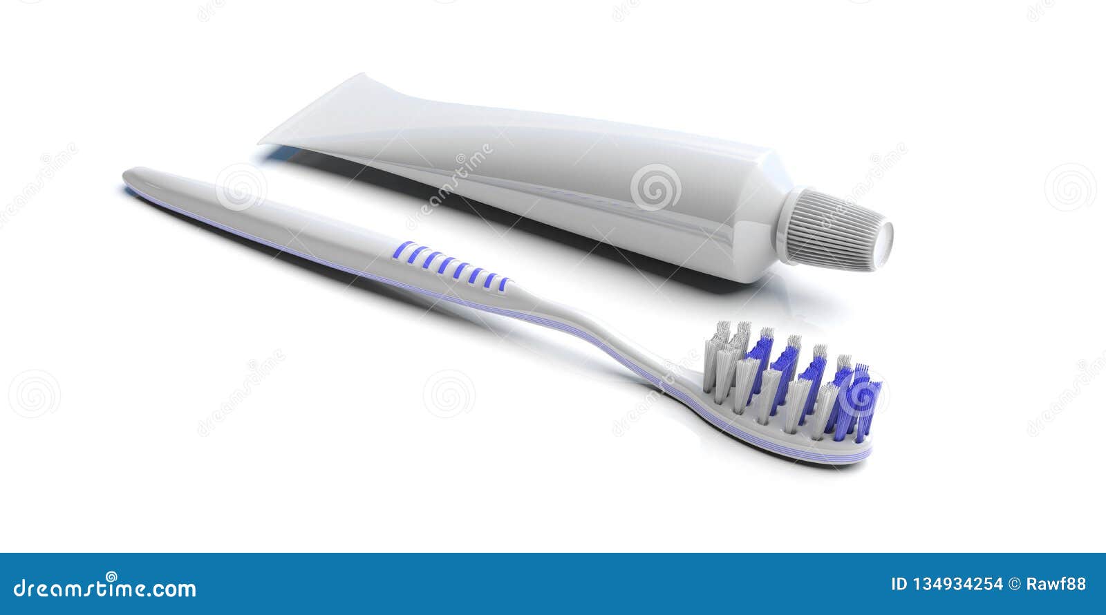 Download Toothbrush And Blank Toothpaste Tube Mockup Isolated On White Background. 3d Illustration Stock ...