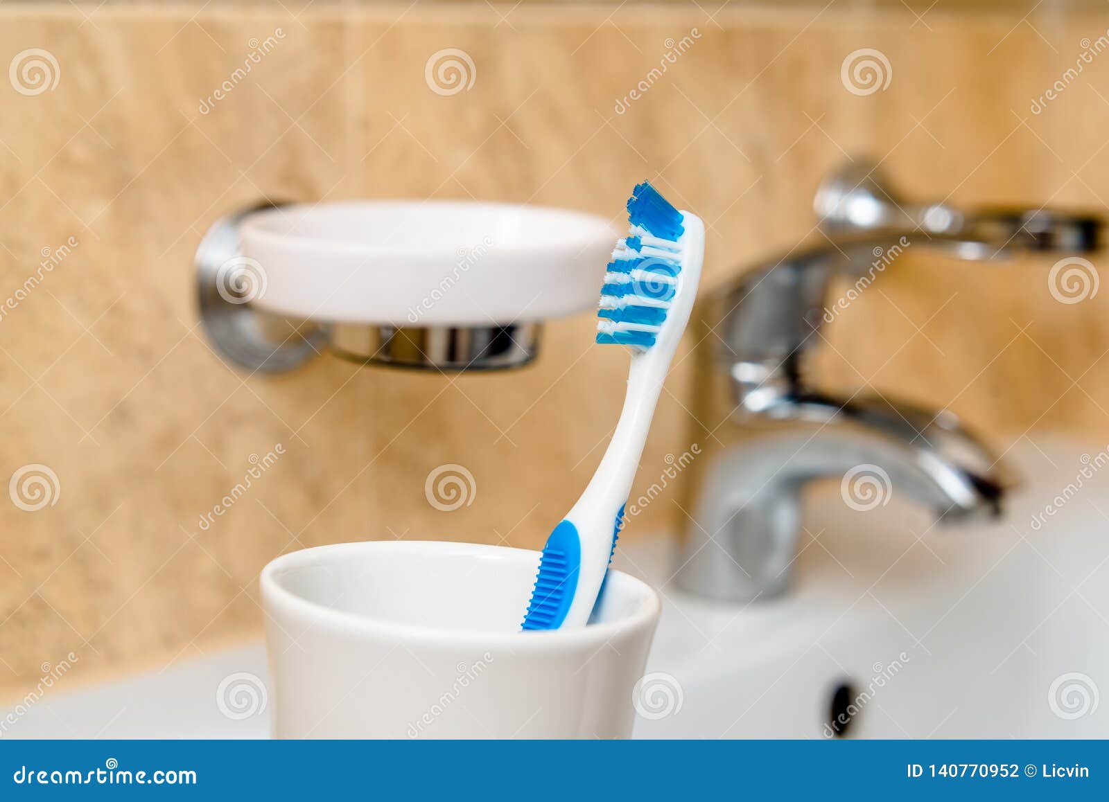 Toothbrush with Blue Bristles Stock Photo Image of brush, plastic