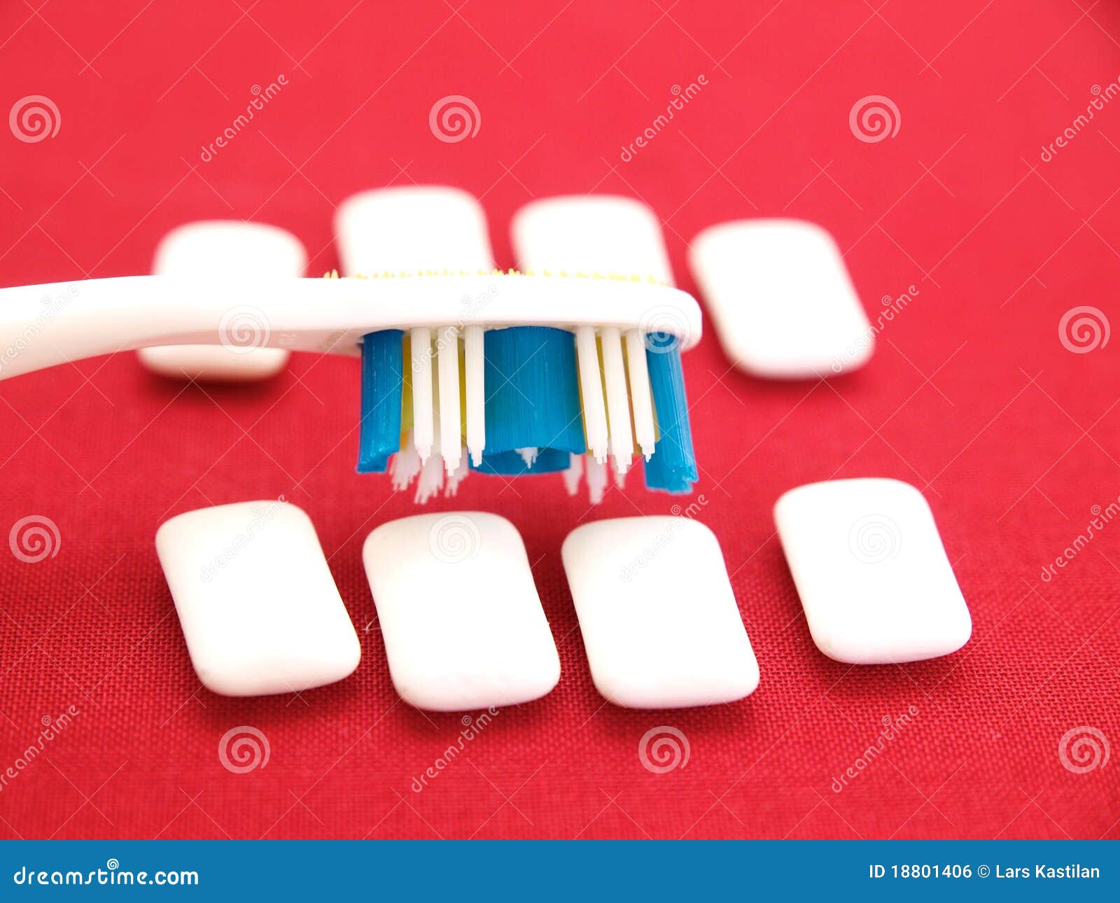 Toothbrush and Chewing Gum stock photo. Image of bristles 18801406