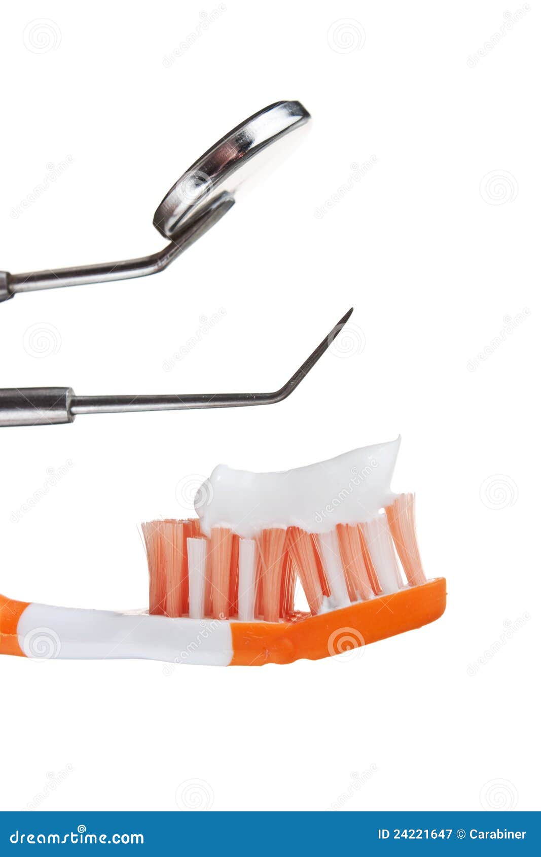 Toothbrush and Dental Instruments Stock Image Image of mirror, glass