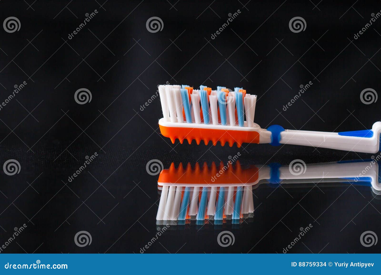 Toothbrush without Toothpaste on Black Background Stock Photo Image