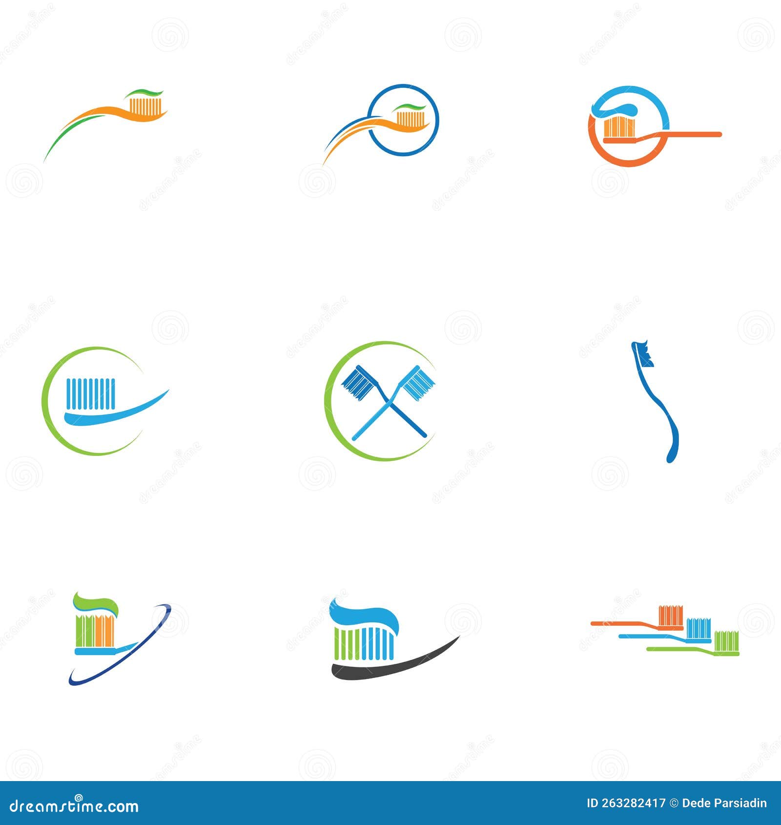 Toothbrush with Toothpaste Logo Icon Vector Template Illustration